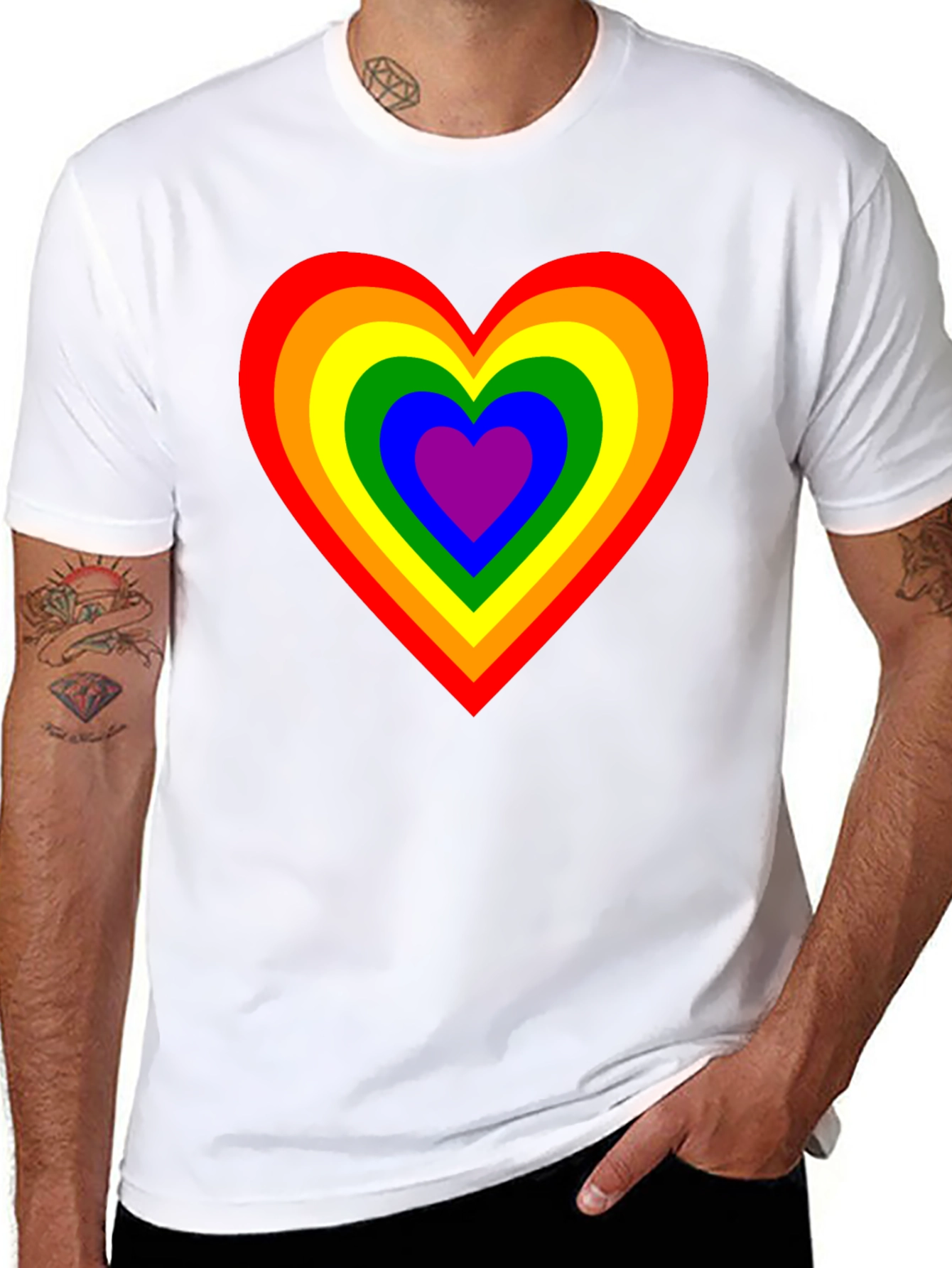 Rainbow Heart Graphic Black T-Shirt