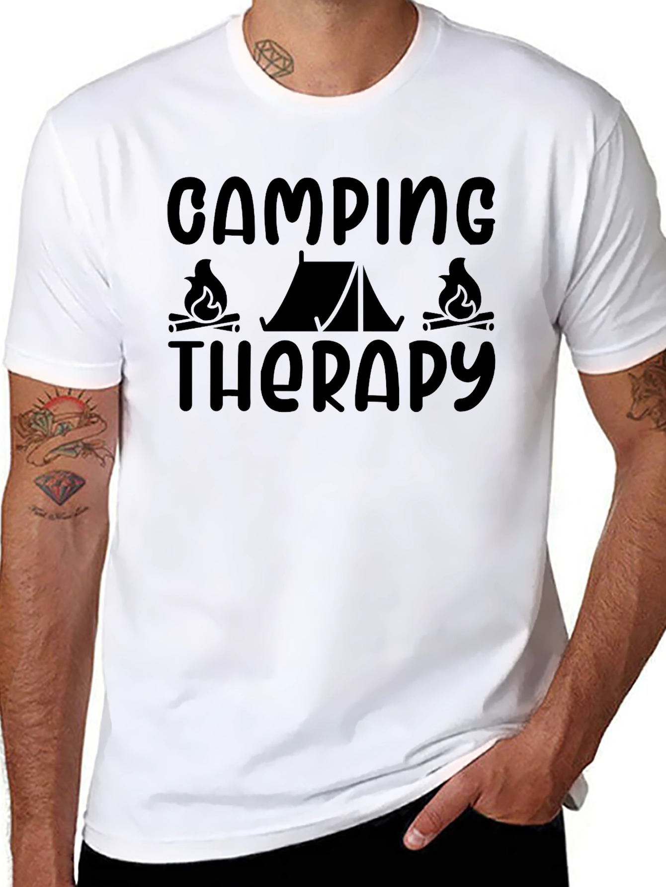 Camping Therapy T-Shirt - Black Unisex