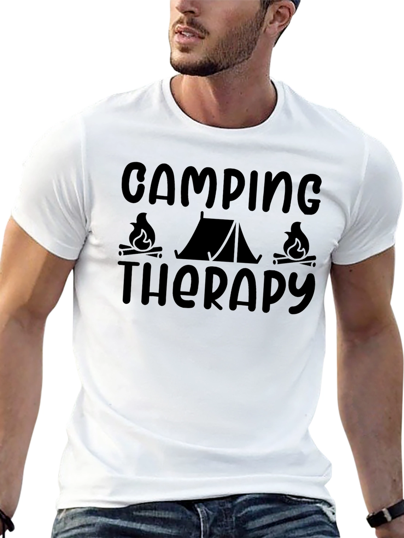 Camping Therapy T-Shirt - Black Unisex