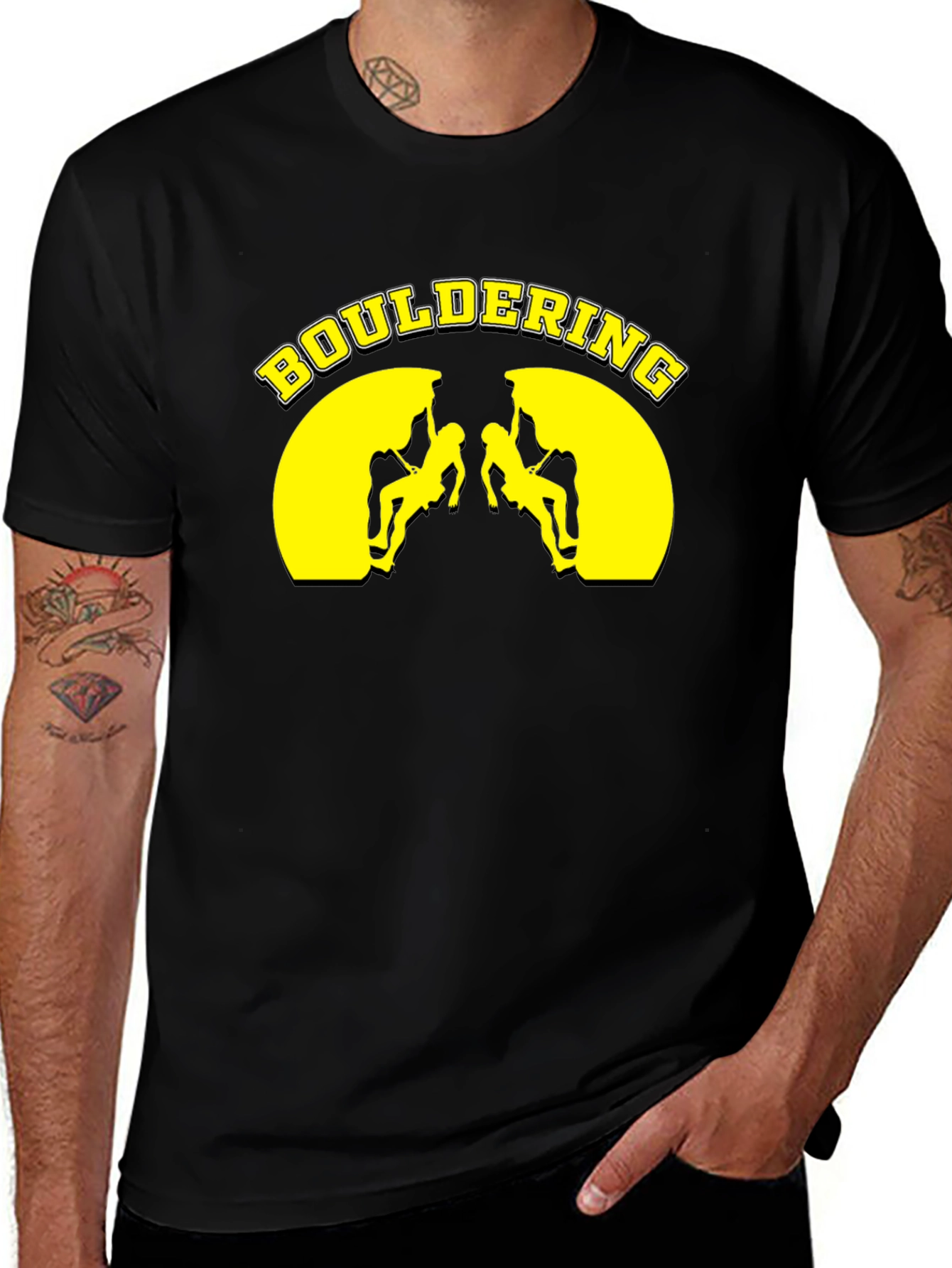 Bouldering Graphic T-Shirt - Black Cotton Tee