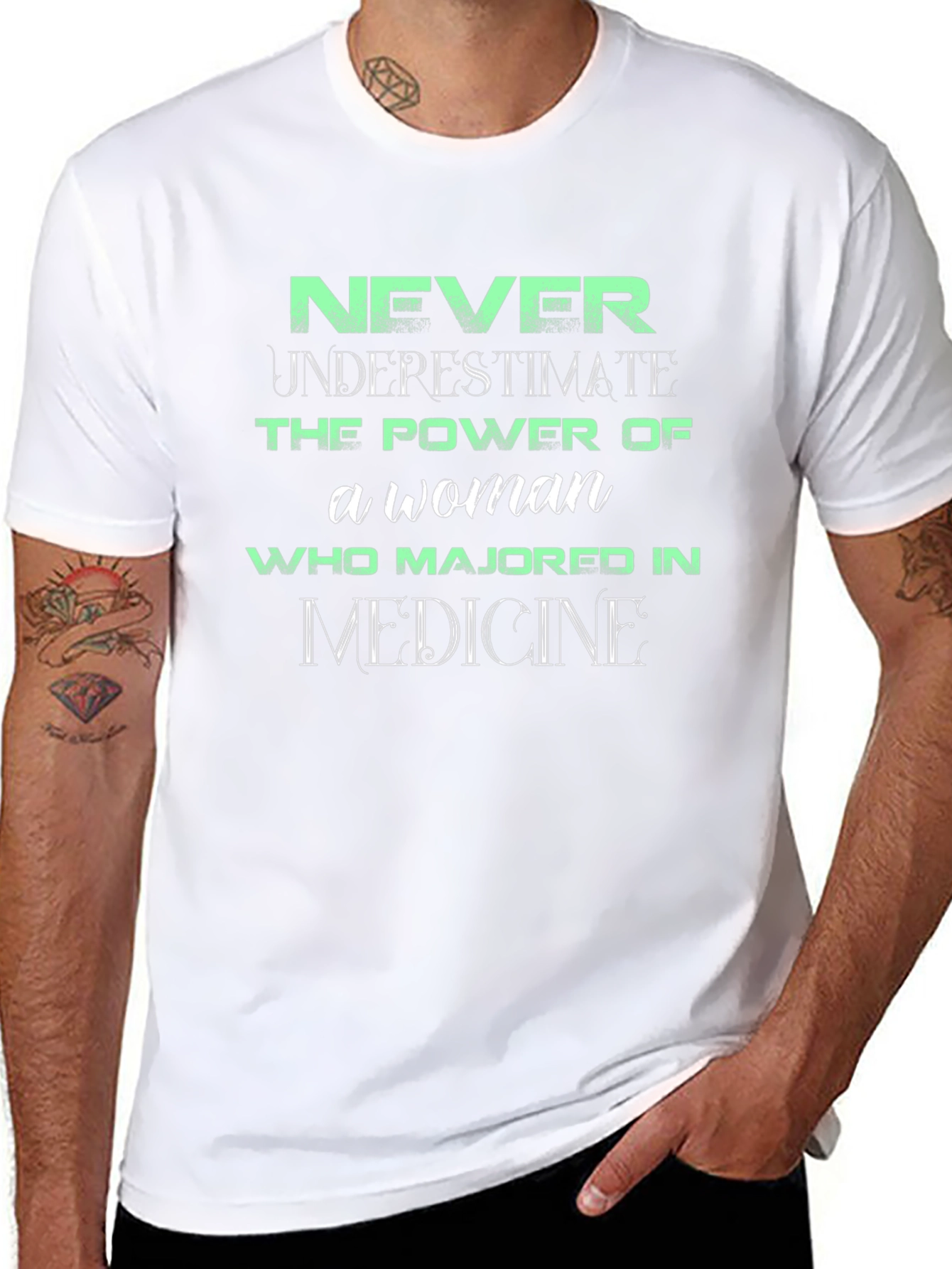 Never Underestimate Woman Majored in Medicine T-Shirt