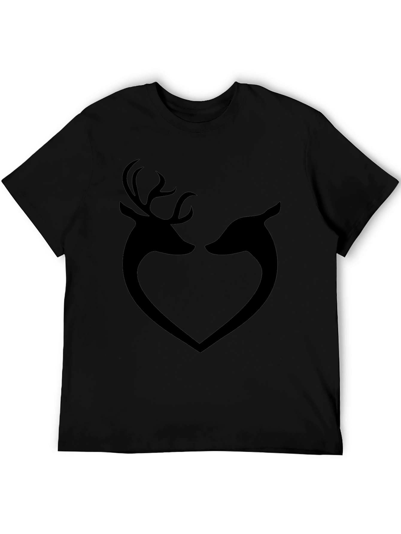 Deer Heart Graphic T-Shirt - Black