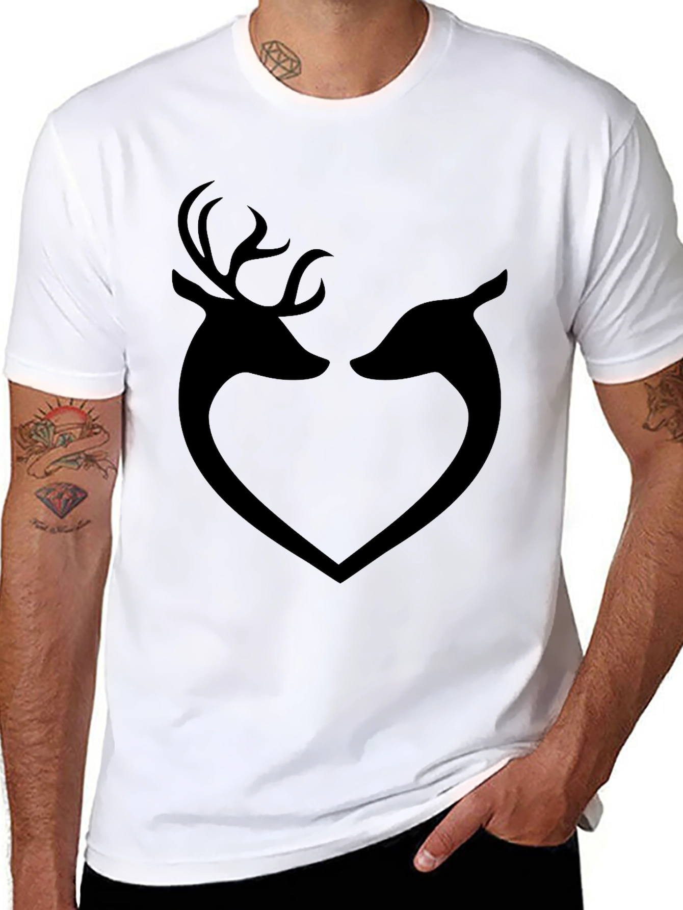 Deer Heart Graphic T-Shirt - Black