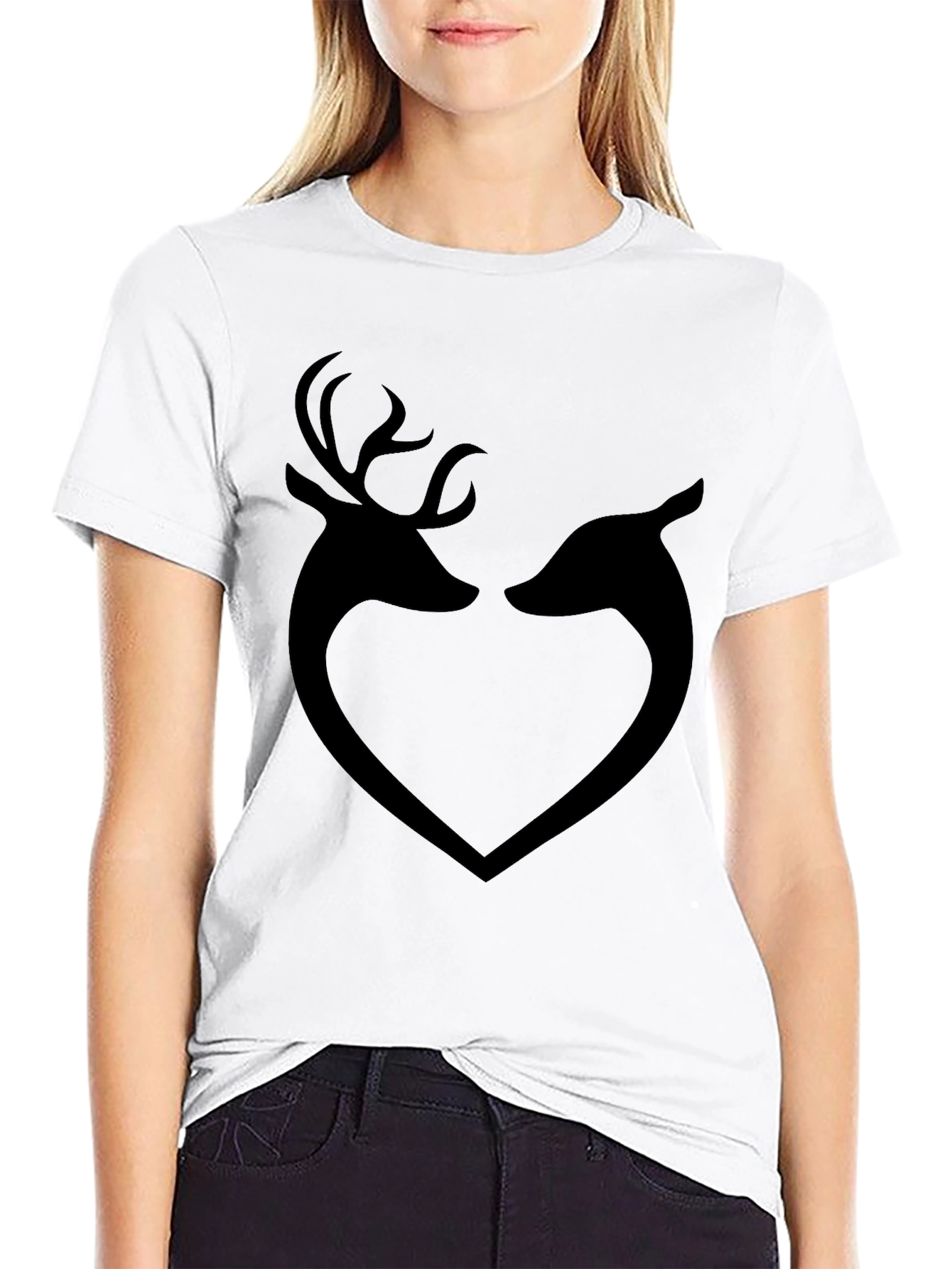 Deer Heart Graphic T-Shirt - Black