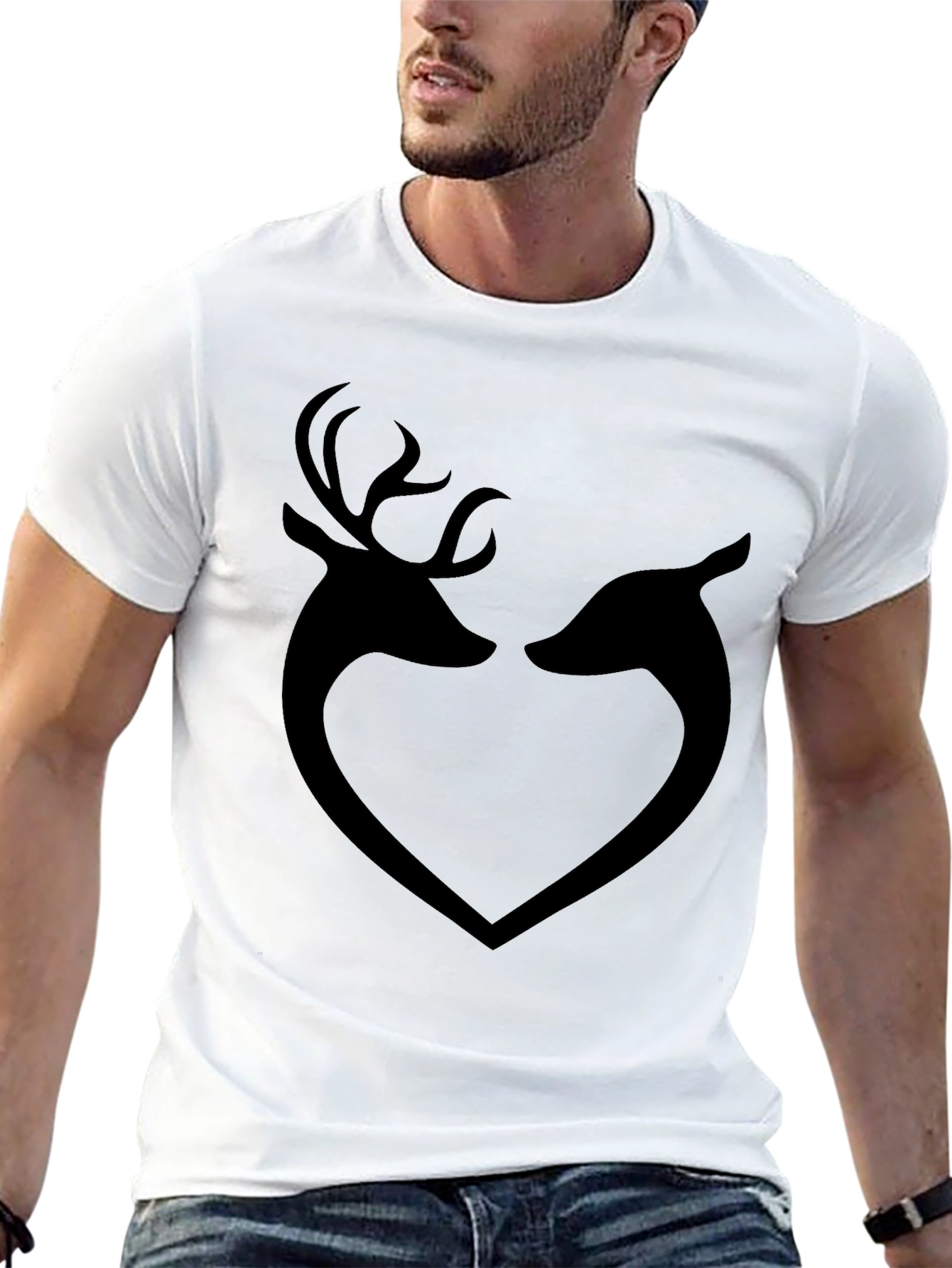 Deer Heart Graphic T-Shirt - Black