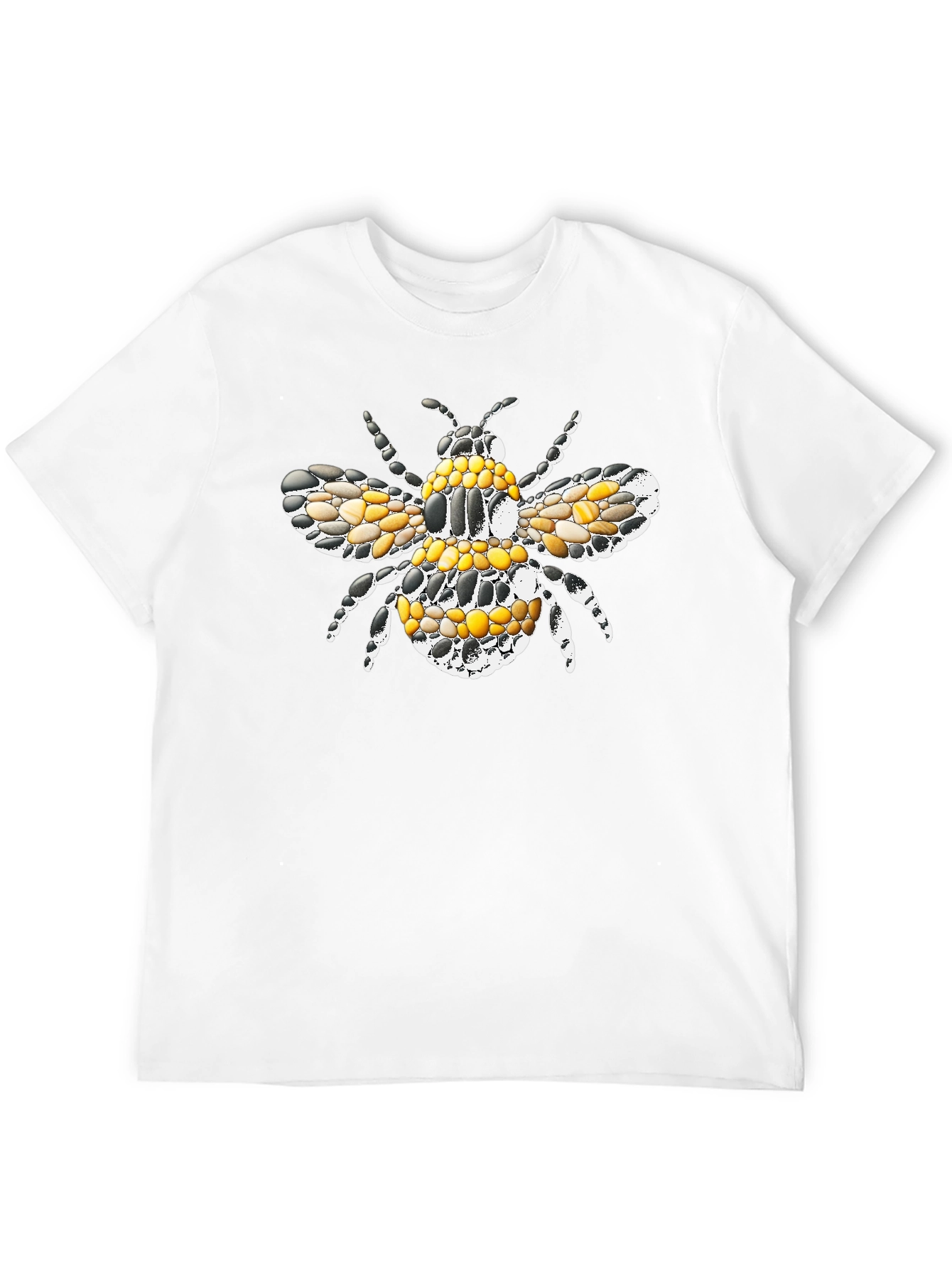 Black T-Shirt with Mosaic Bee Design