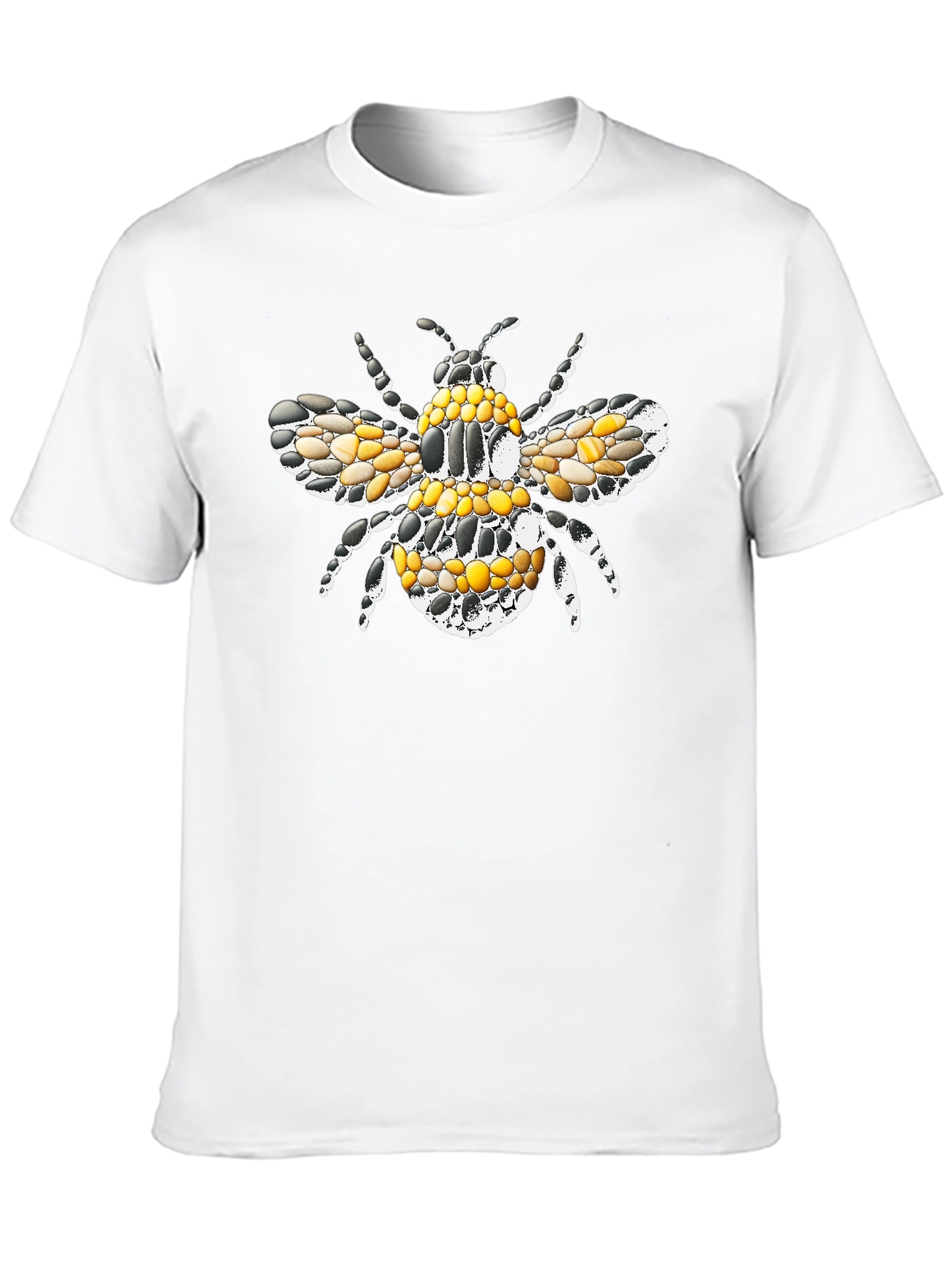Black T-Shirt with Mosaic Bee Design