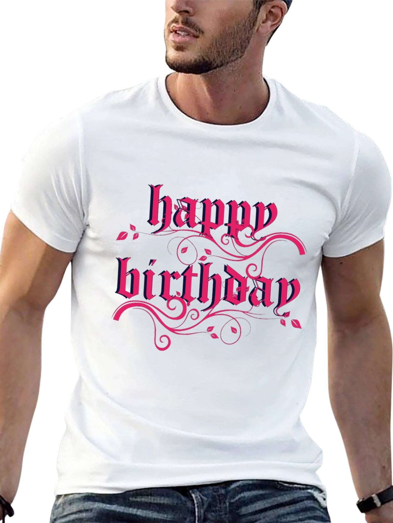 Happy Birthday Graphic Tee - Black Cotton T-Shirt