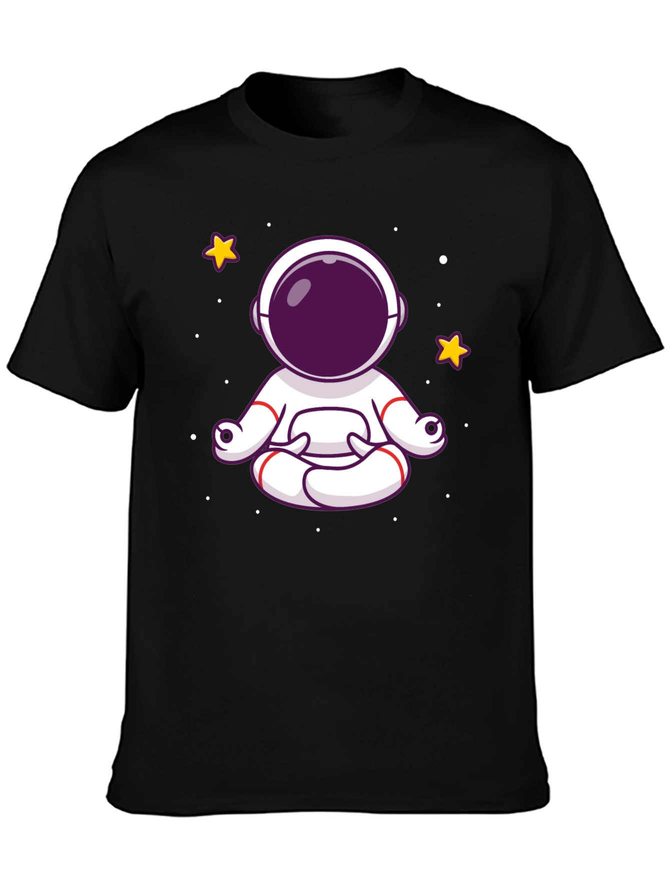 Meditating Astronaut Graphic Tee - Black Cotton Shirt