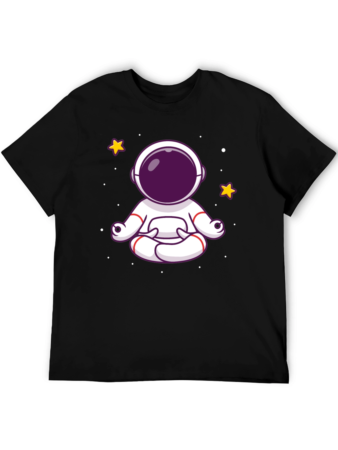 Meditating Astronaut Graphic Tee - Black Cotton Shirt