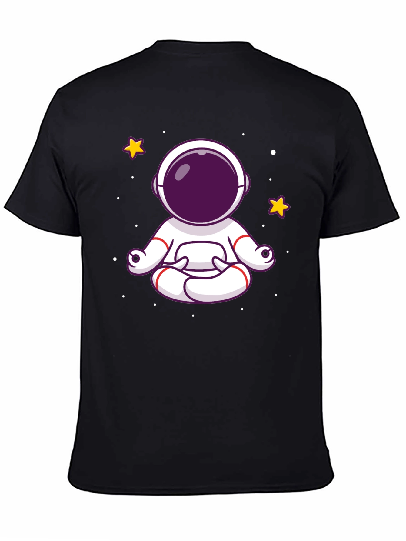 Meditating Astronaut Graphic Tee - Black Cotton Shirt