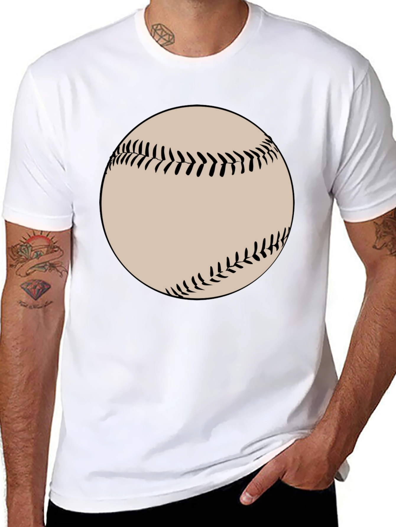 Baseball Graphic Tee - Black Cotton Blend