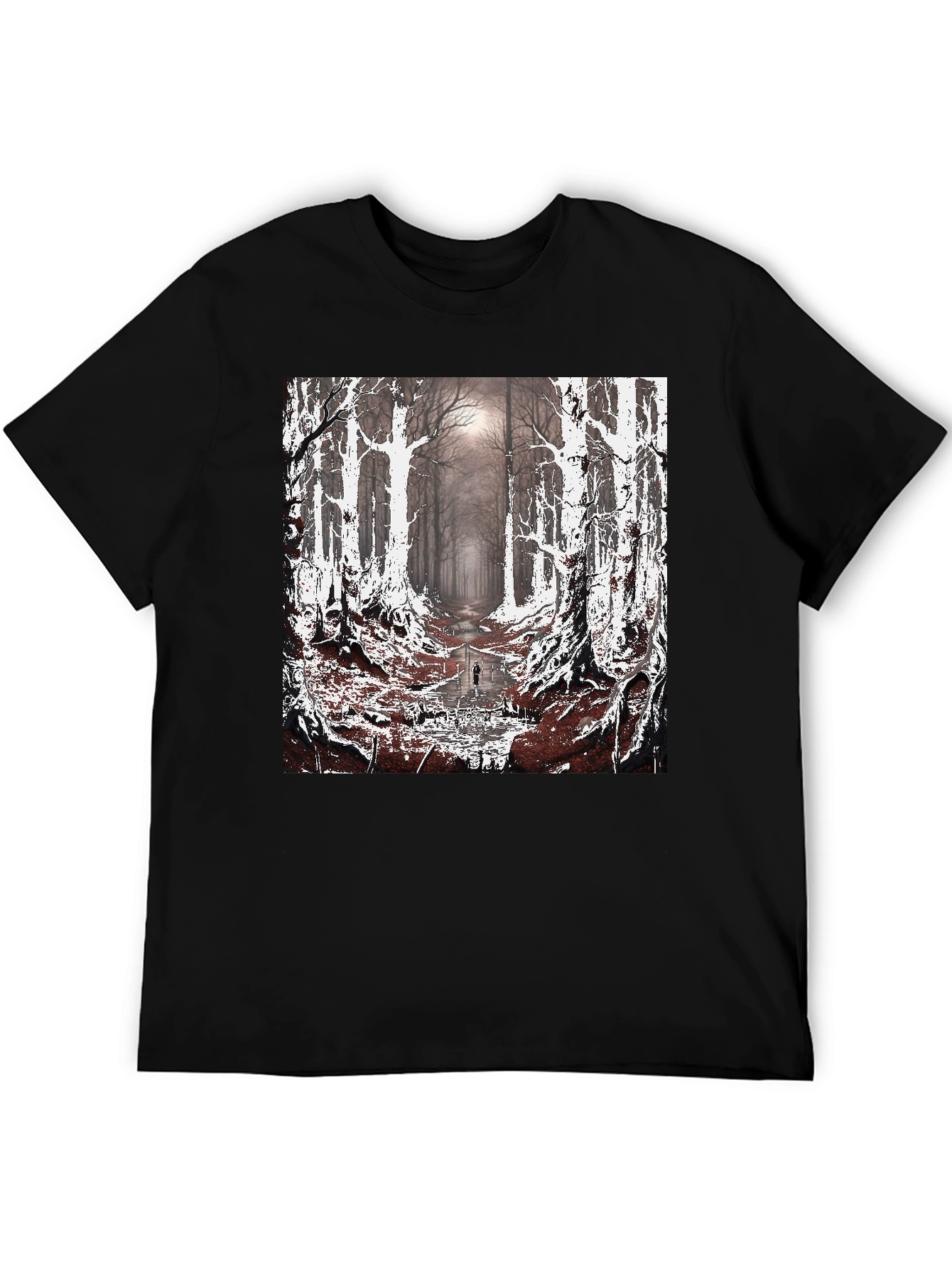 Eerie Forest Graphic Tee - Dark Nature Design