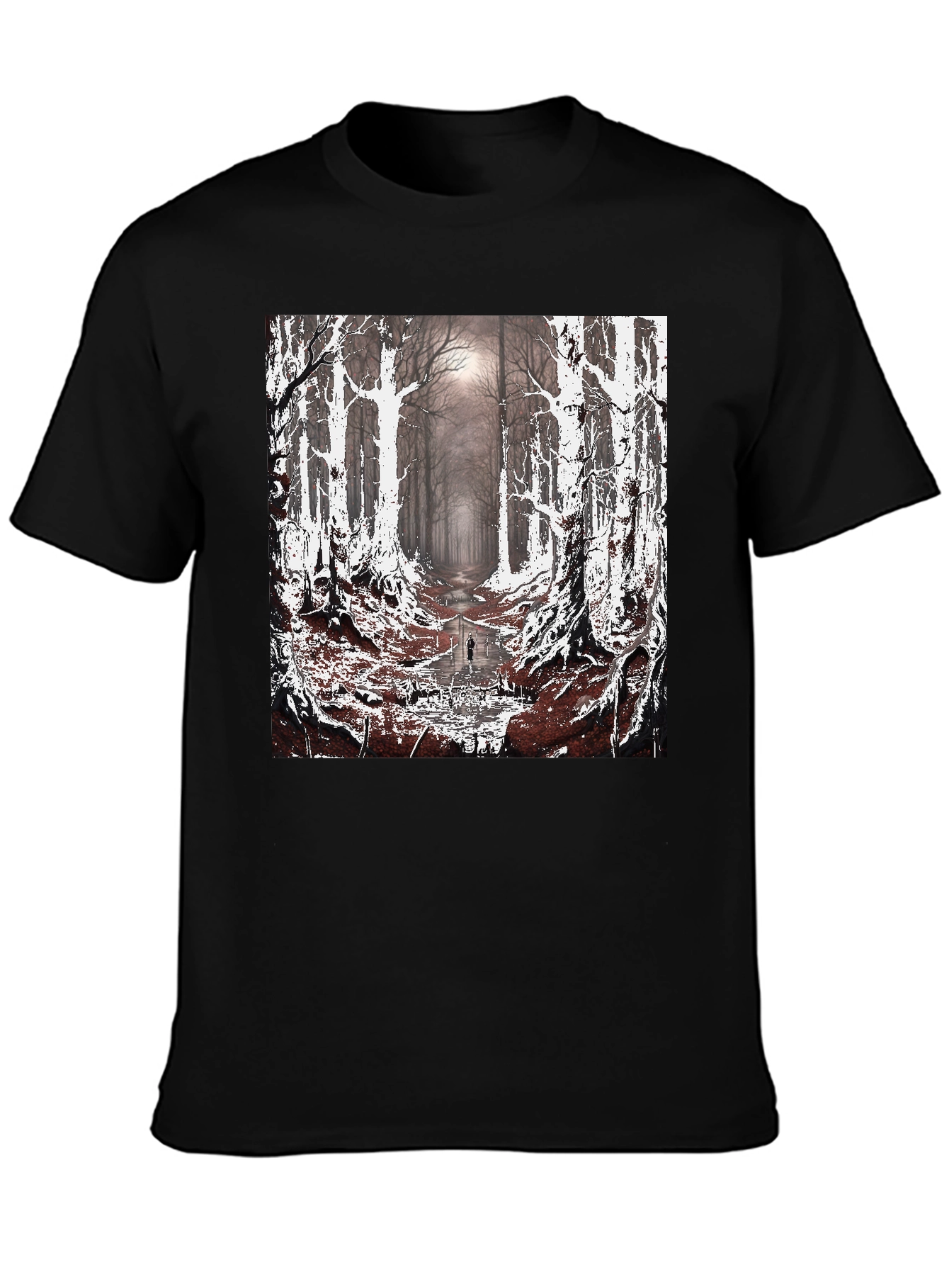 Eerie Forest Graphic Tee - Dark Nature Design