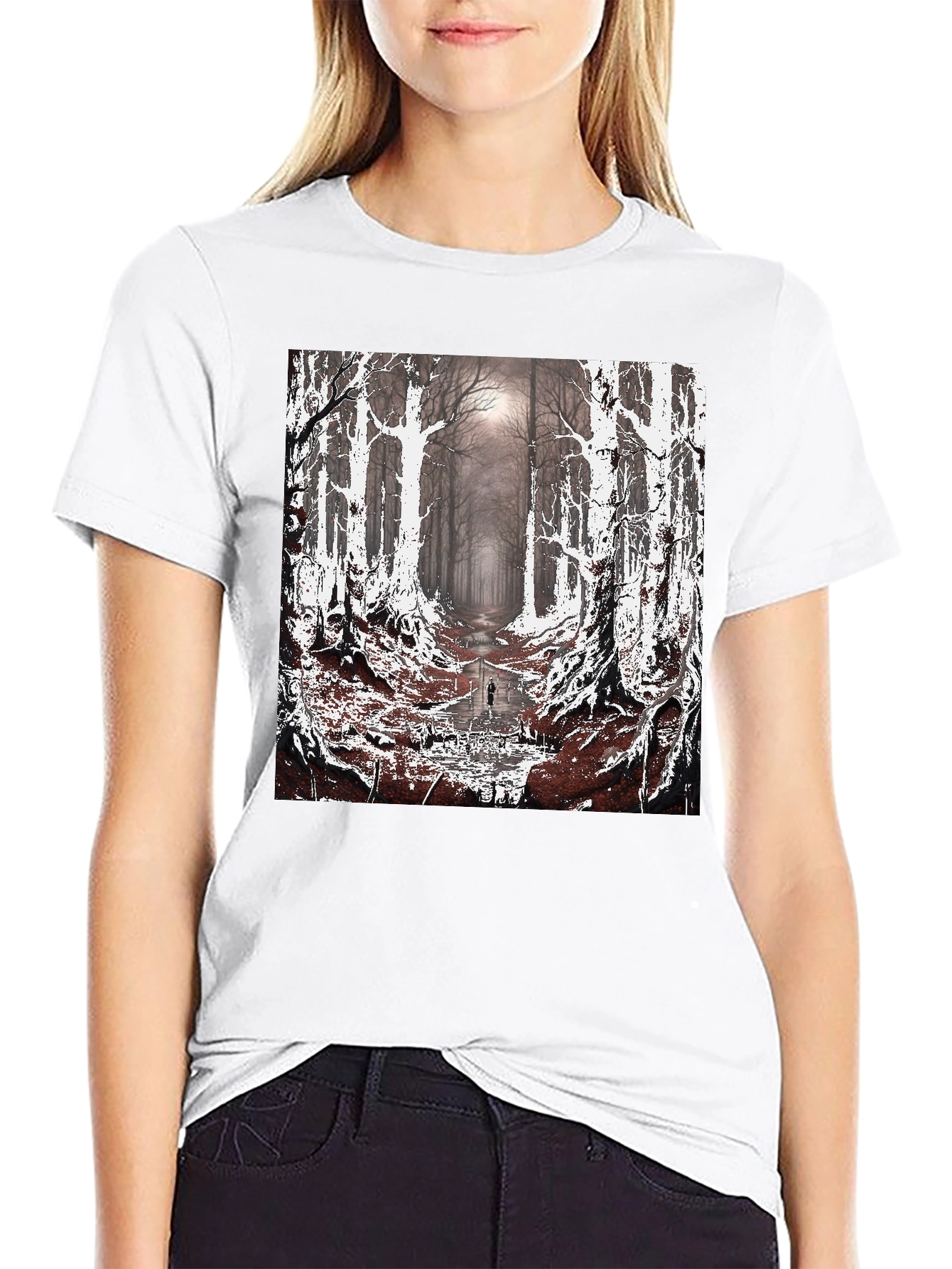 Eerie Forest Graphic Tee - Dark Nature Design