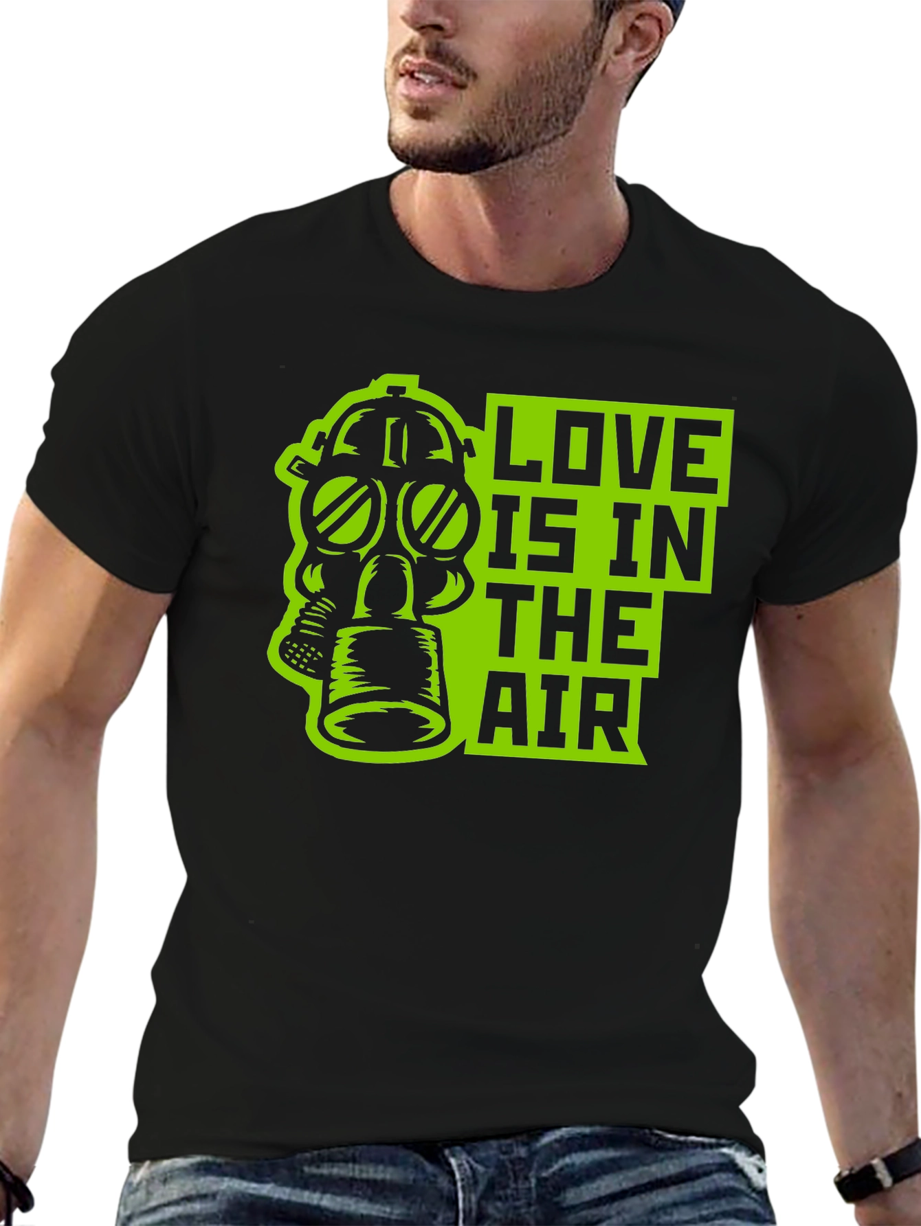 Love Is In The Air Gas Mask Graphic T-Shirt