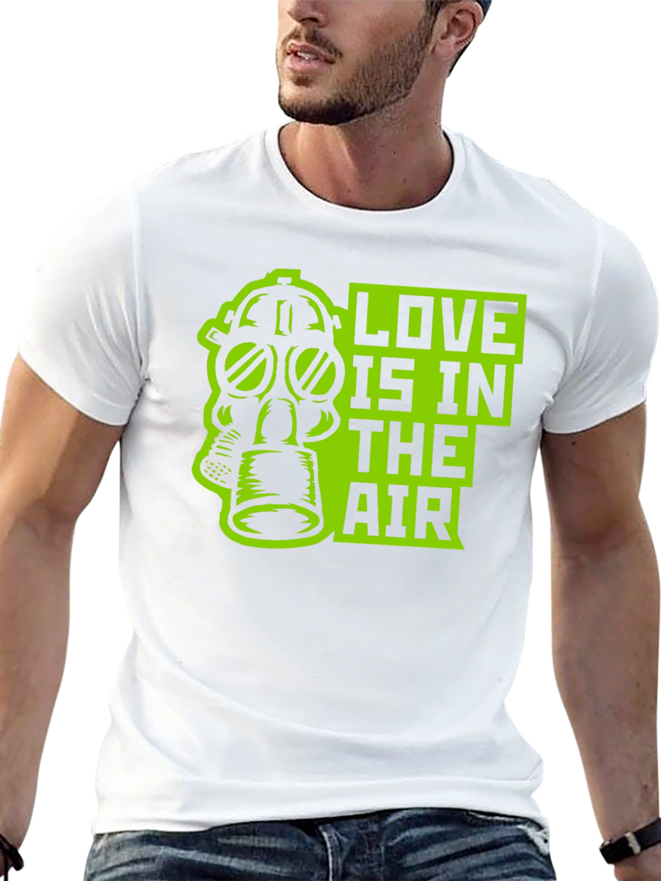 Love Is In The Air Gas Mask Graphic T-Shirt