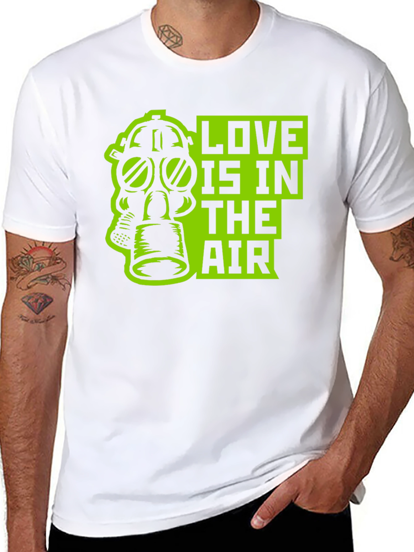 Love Is In The Air Gas Mask Graphic T-Shirt