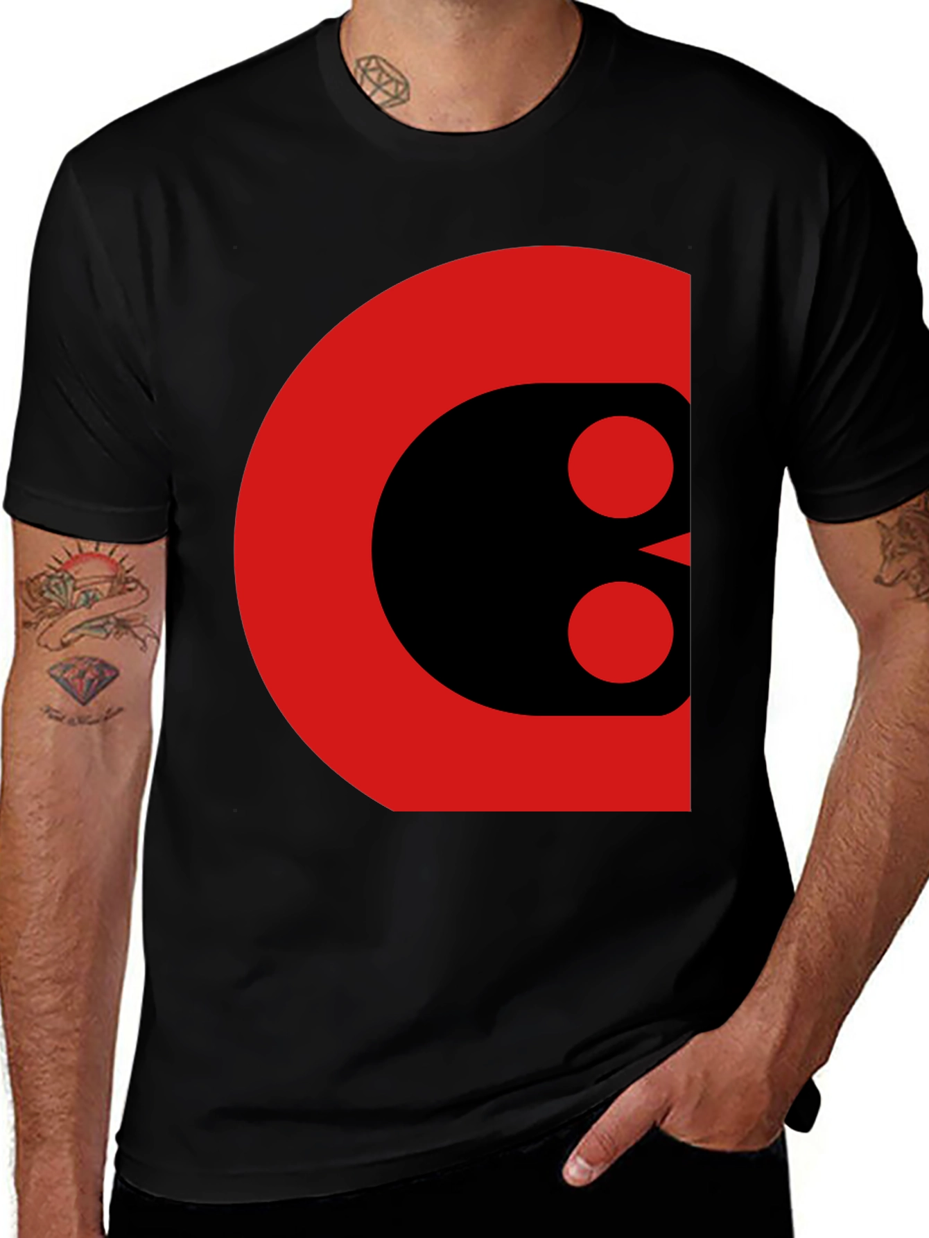 Bold Graphic Tee - Abstract Red and Black Design