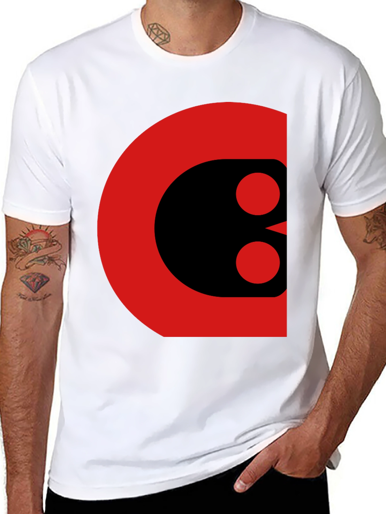 Bold Graphic Tee - Abstract Red and Black Design