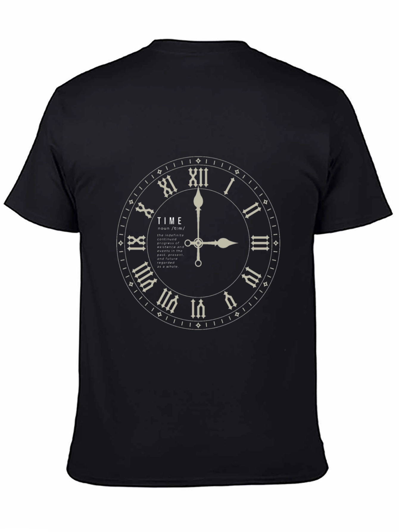 Time Clock Graphic Print Black T-Shirt