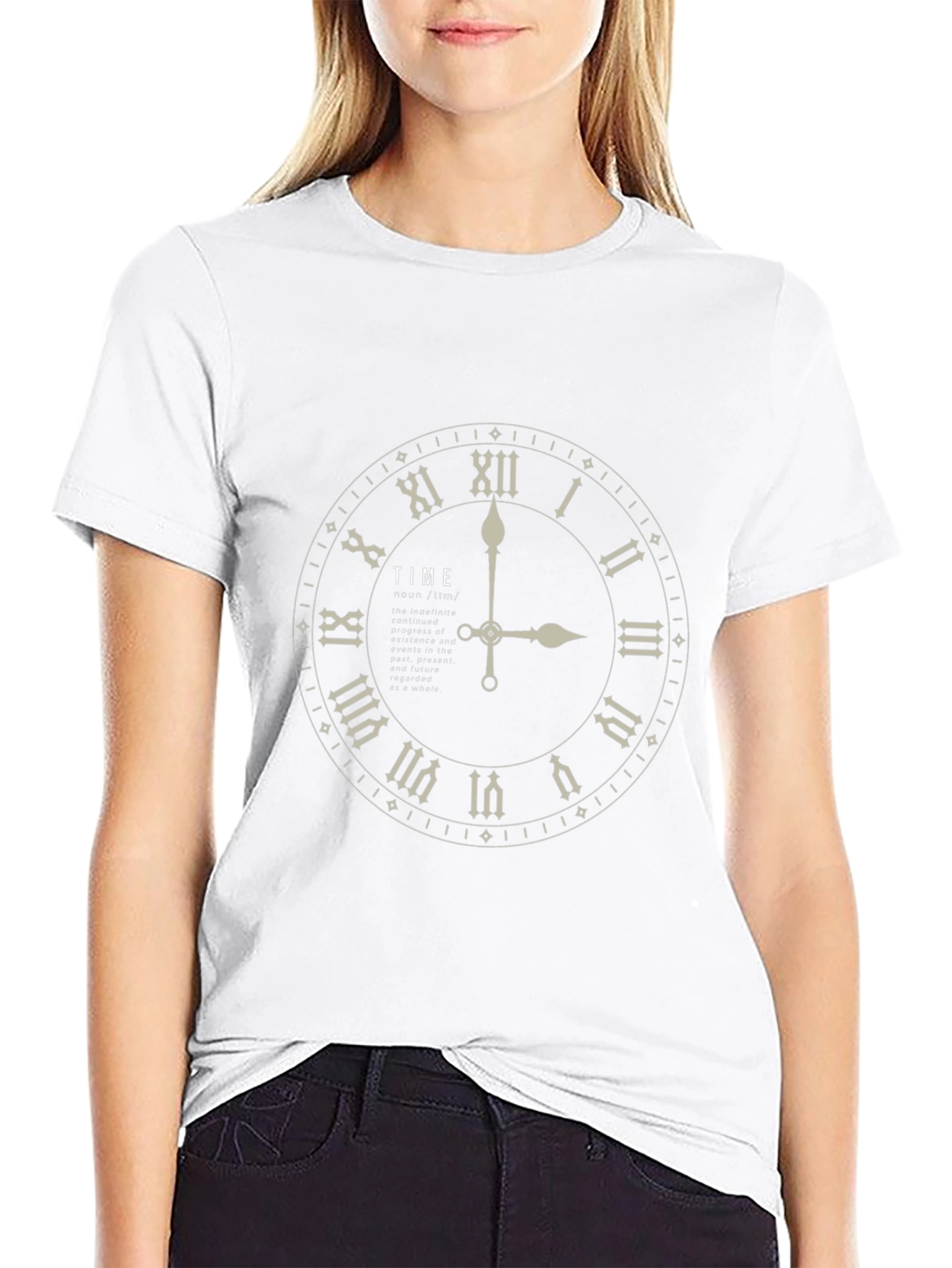 Time Clock Graphic Print Black T-Shirt