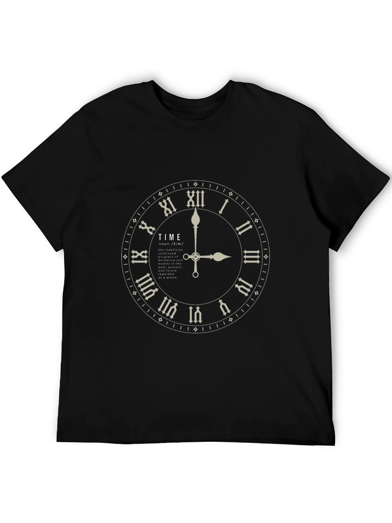Time Clock Graphic Print Black T-Shirt