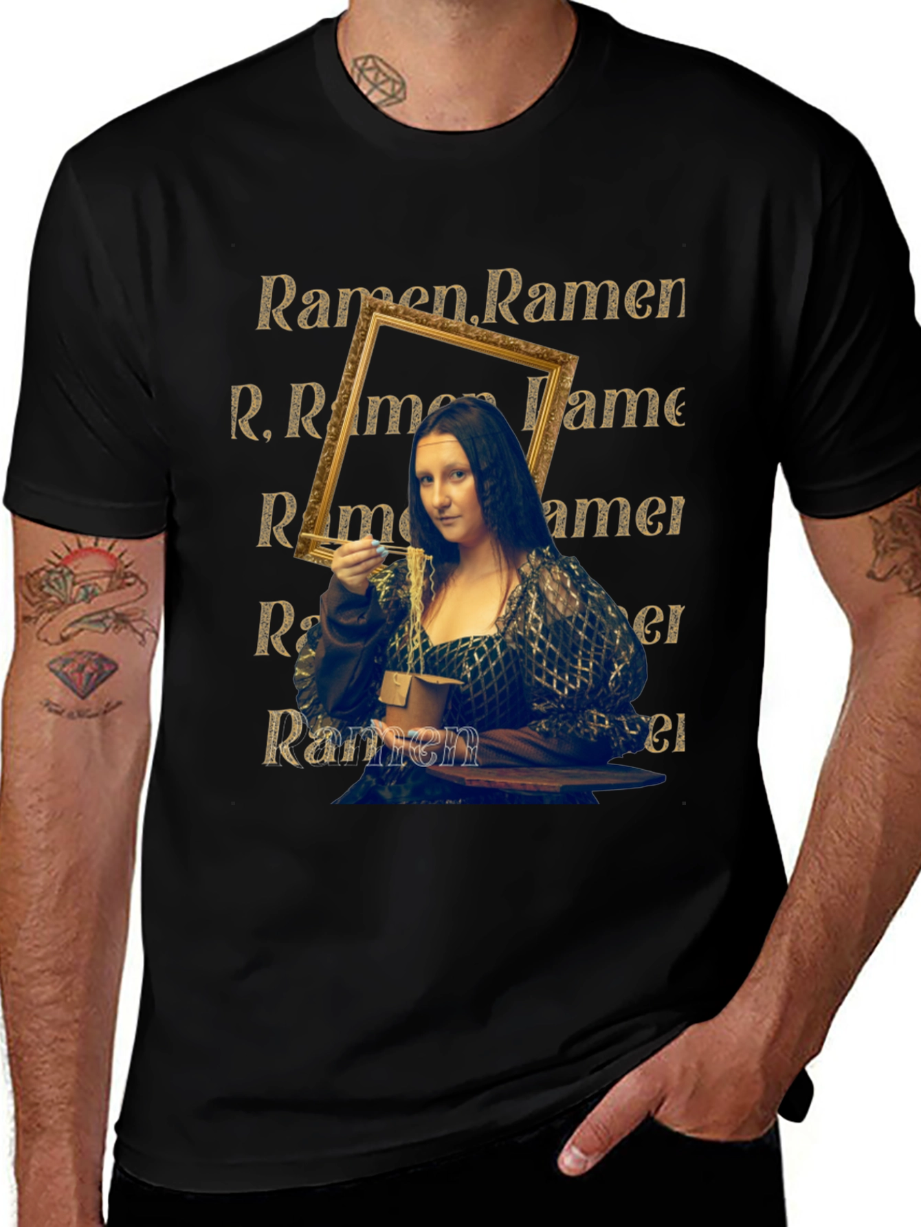 Mona Lisa Ramen T-Shirt - Funny Art Tee