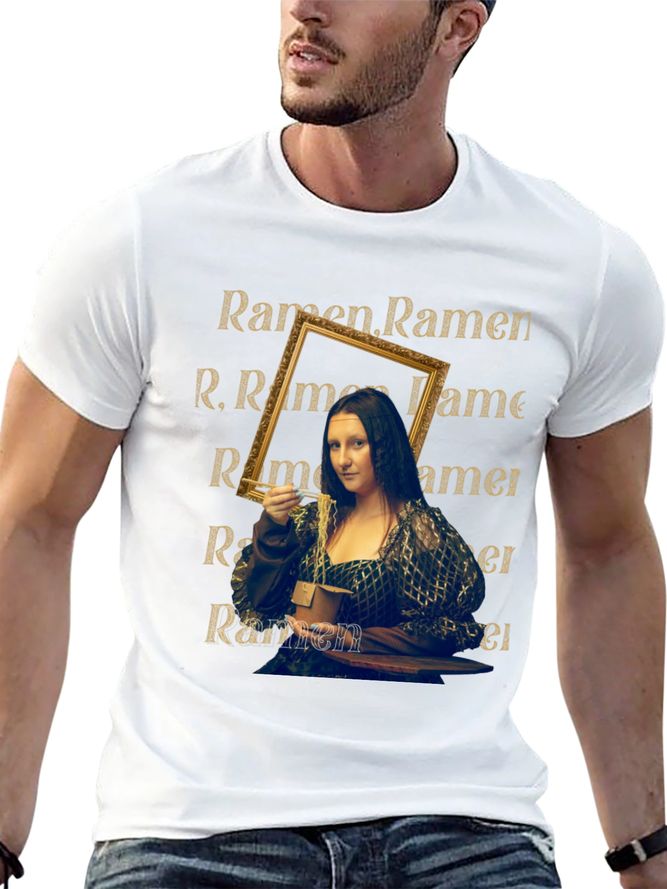 Mona Lisa Ramen T-Shirt - Funny Art Tee
