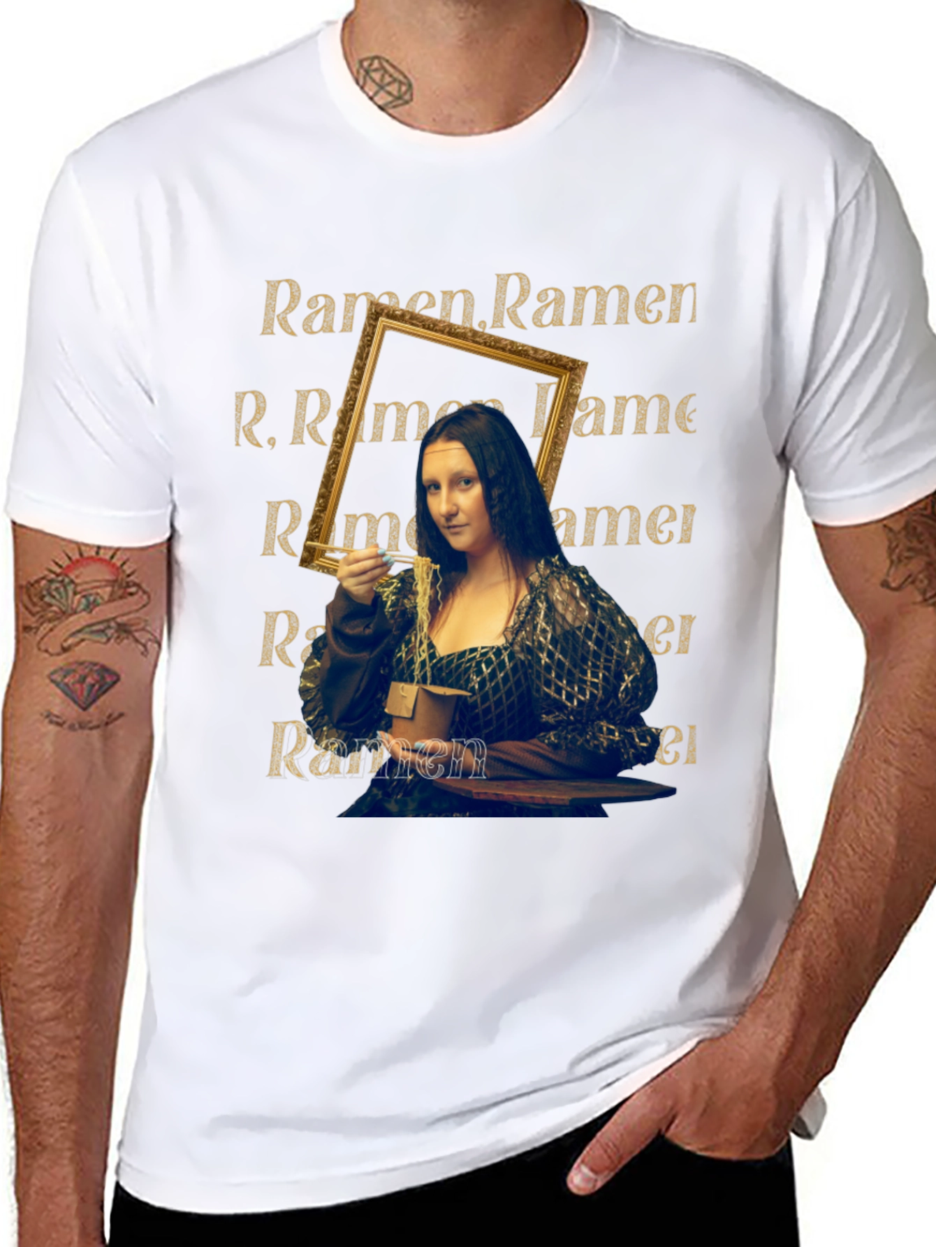 Mona Lisa Ramen T-Shirt - Funny Art Tee