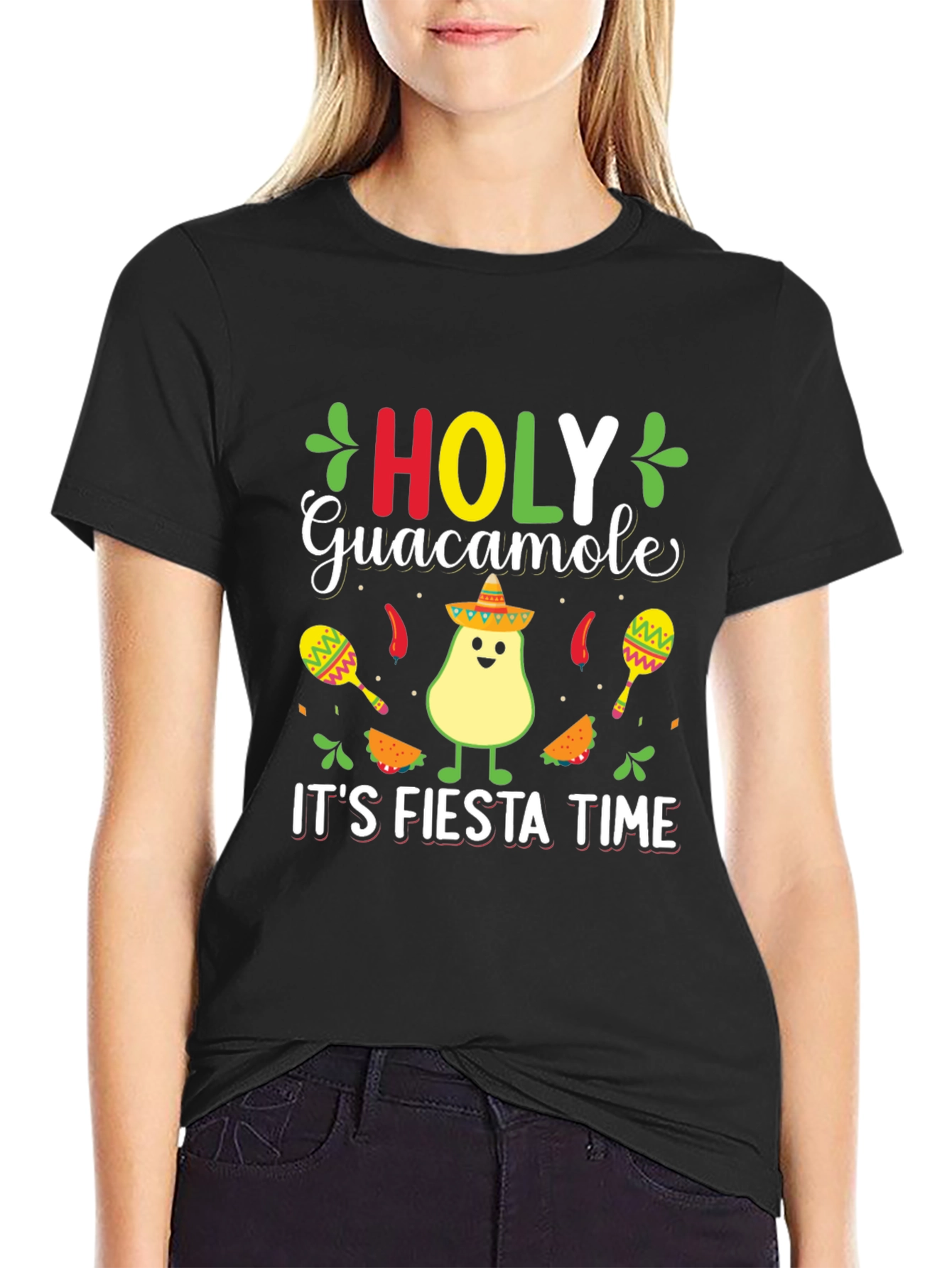 Holy Guacamole Fiesta Time Black T-Shirt