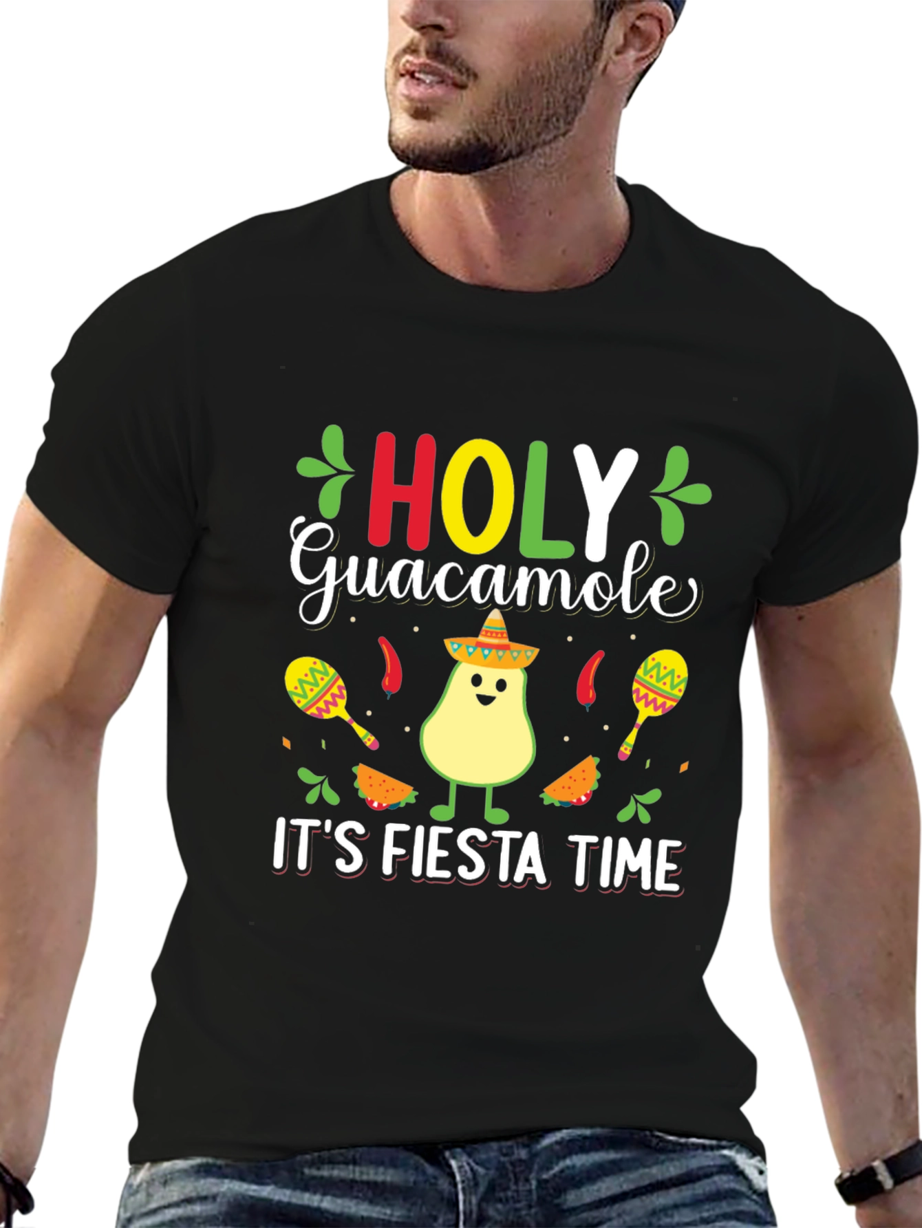 Holy Guacamole Fiesta Time Black T-Shirt