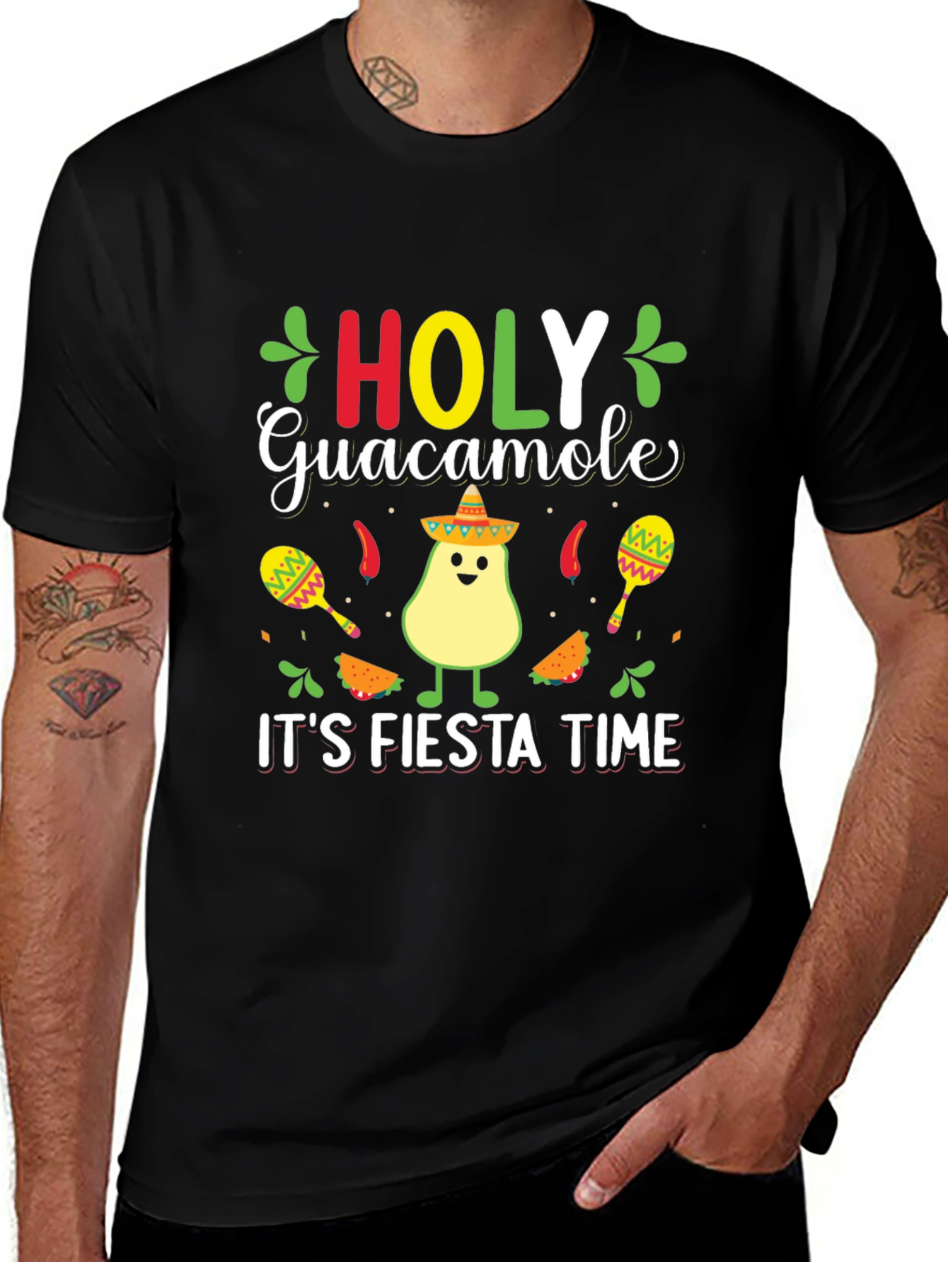 Holy Guacamole Fiesta Time Black T-Shirt