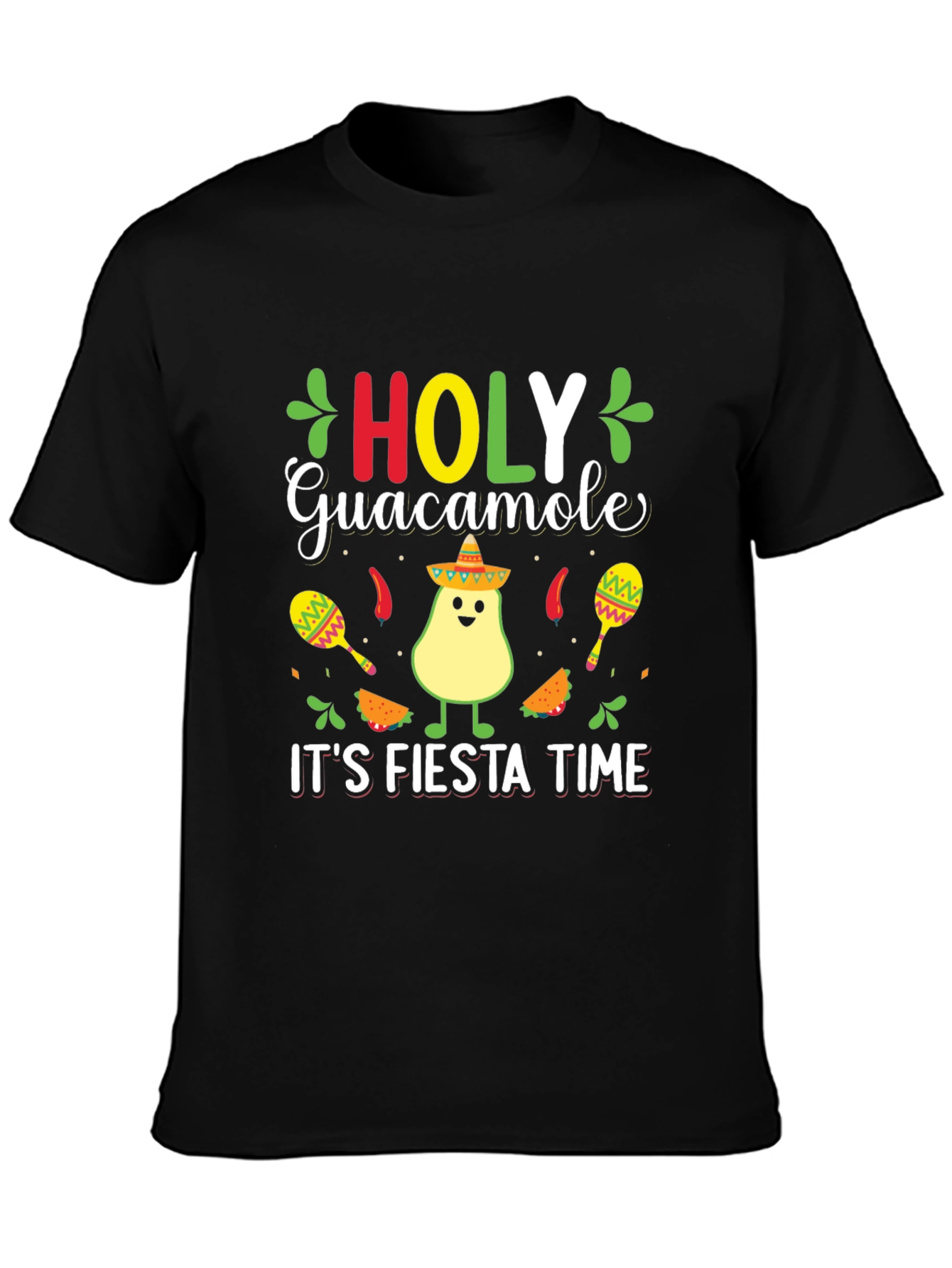 Holy Guacamole Fiesta Time Black T-Shirt