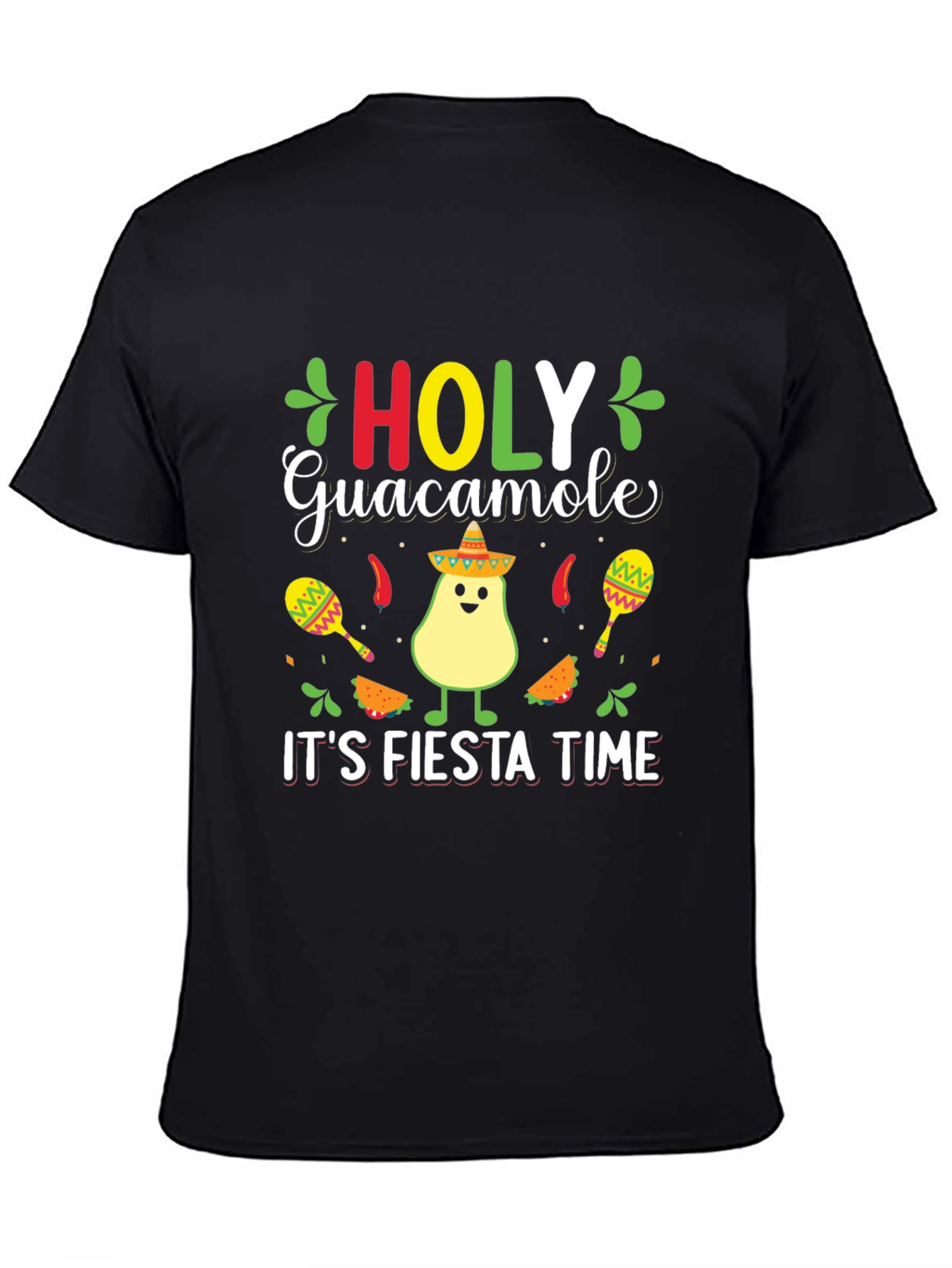 Holy Guacamole Fiesta Time Black T-Shirt