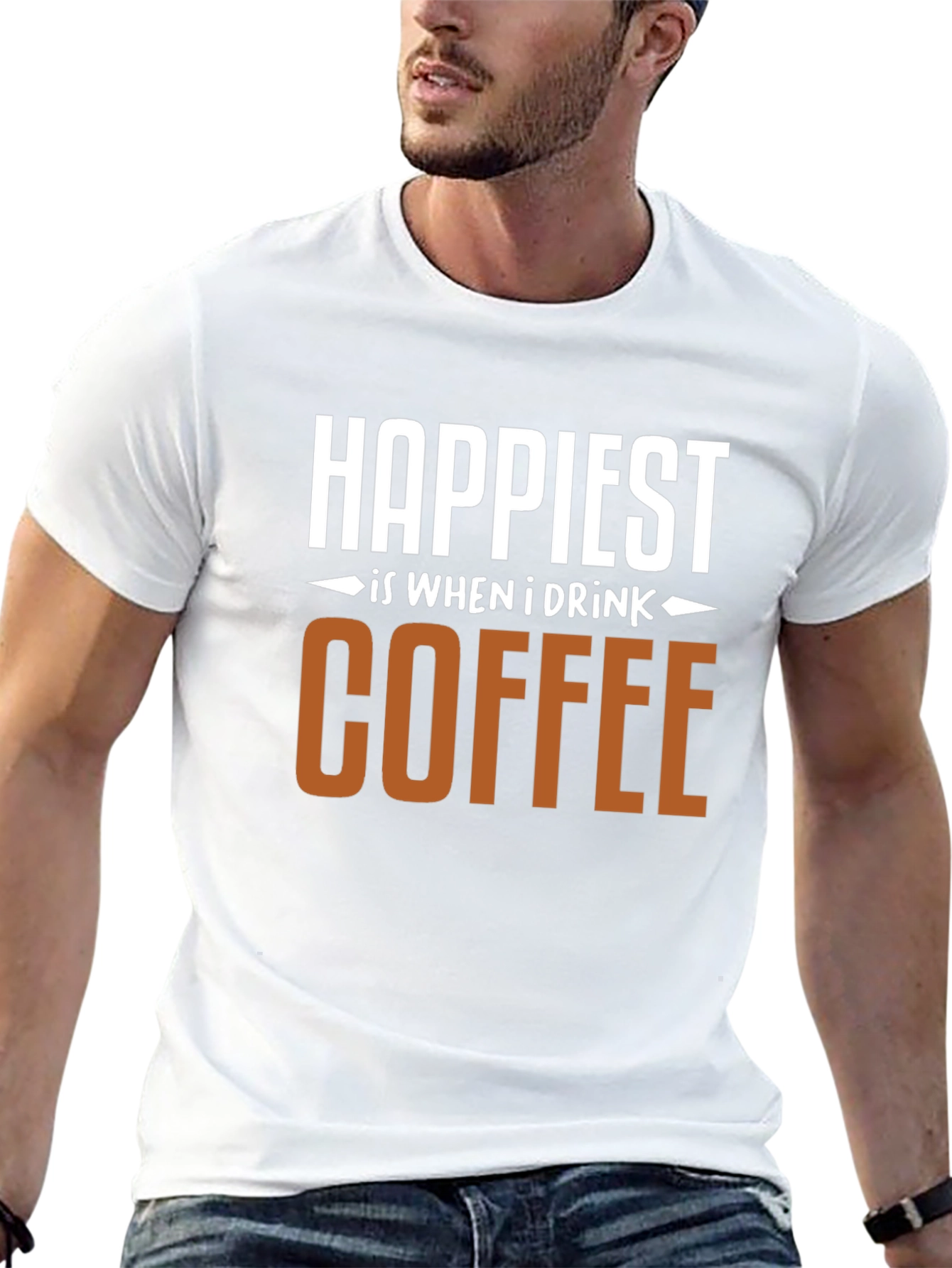 Happiest When I Drink Coffee Graphic Tee - Black