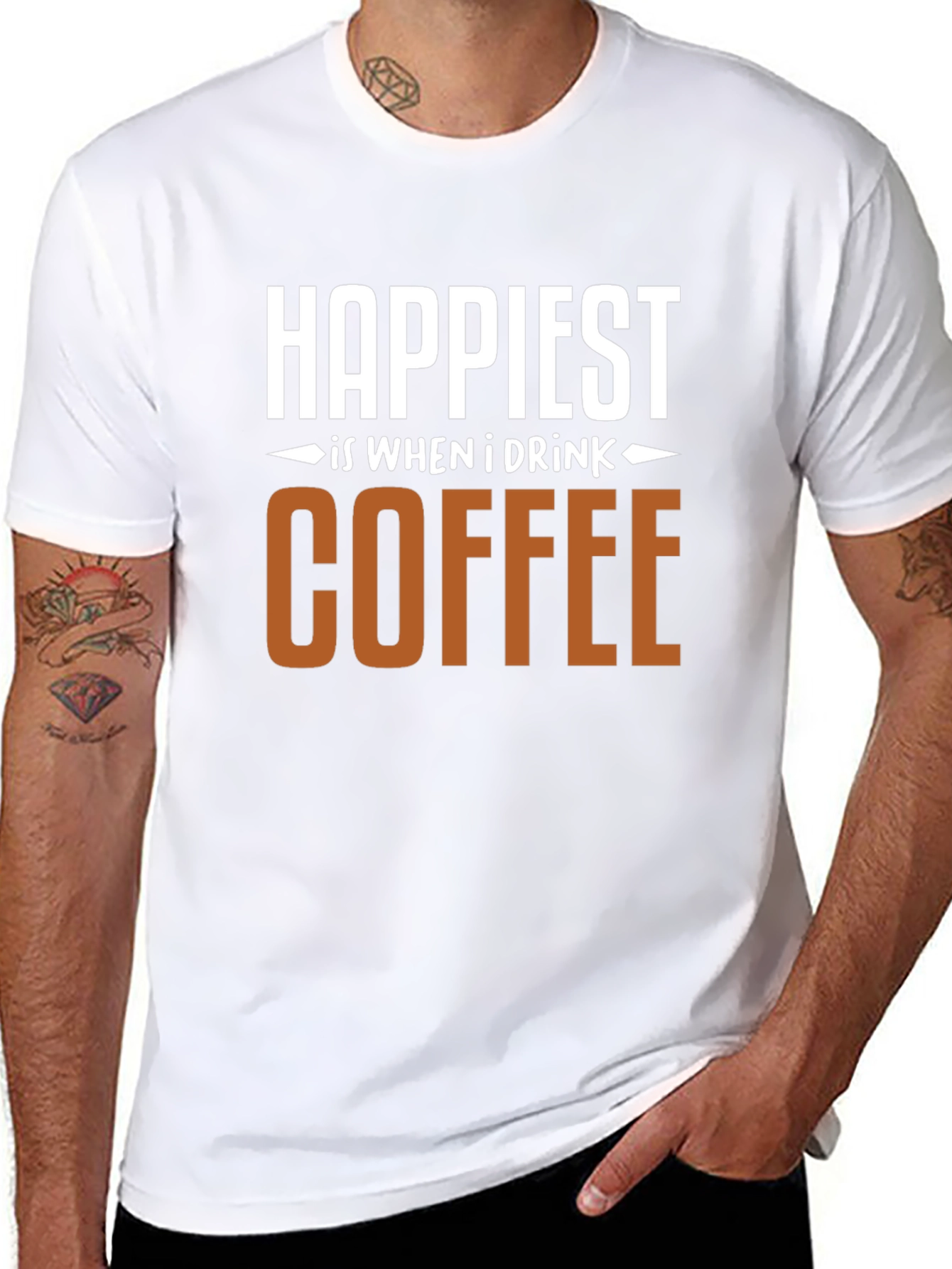 Happiest When I Drink Coffee Graphic Tee - Black
