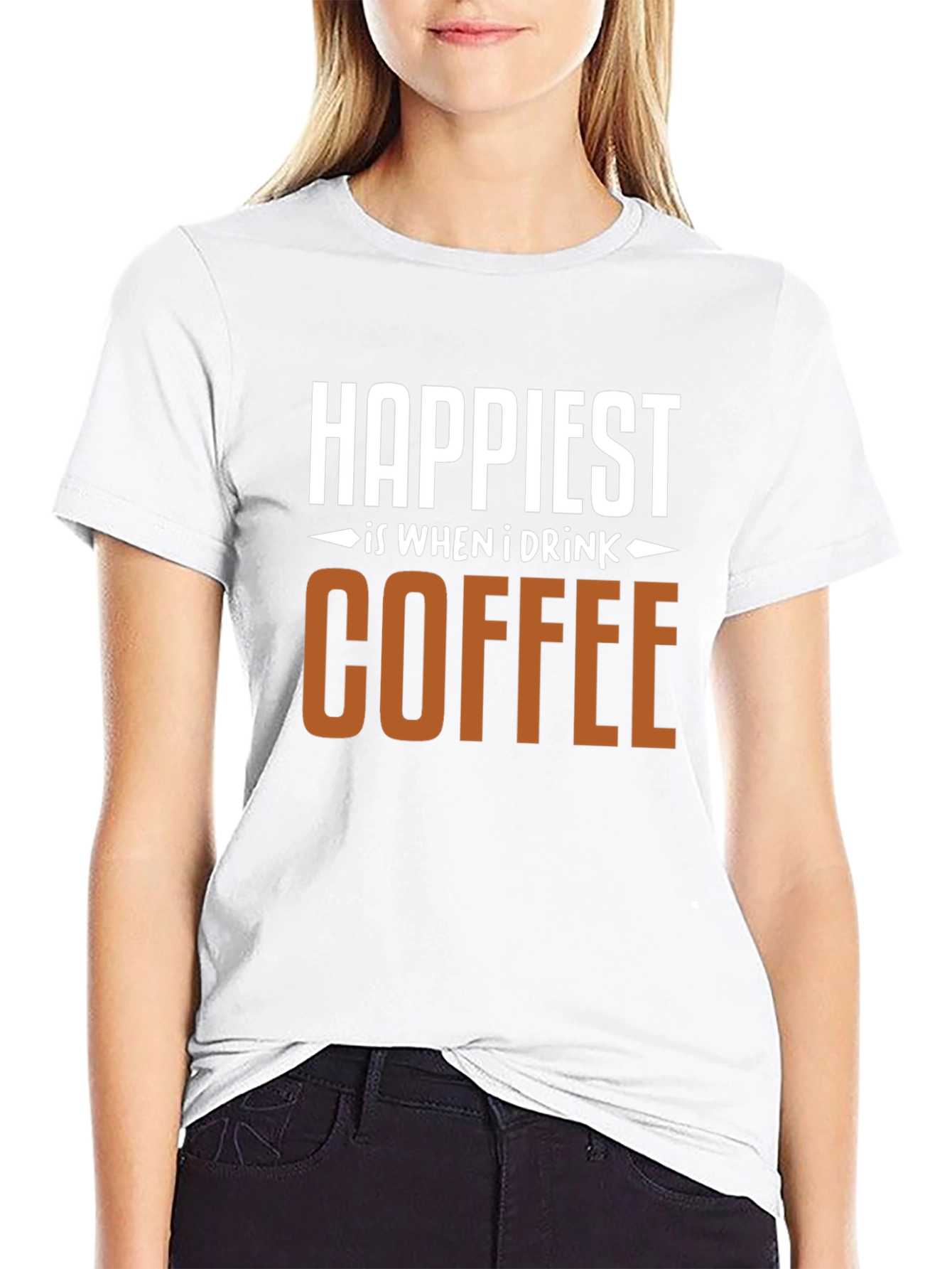 Happiest When I Drink Coffee Graphic Tee - Black