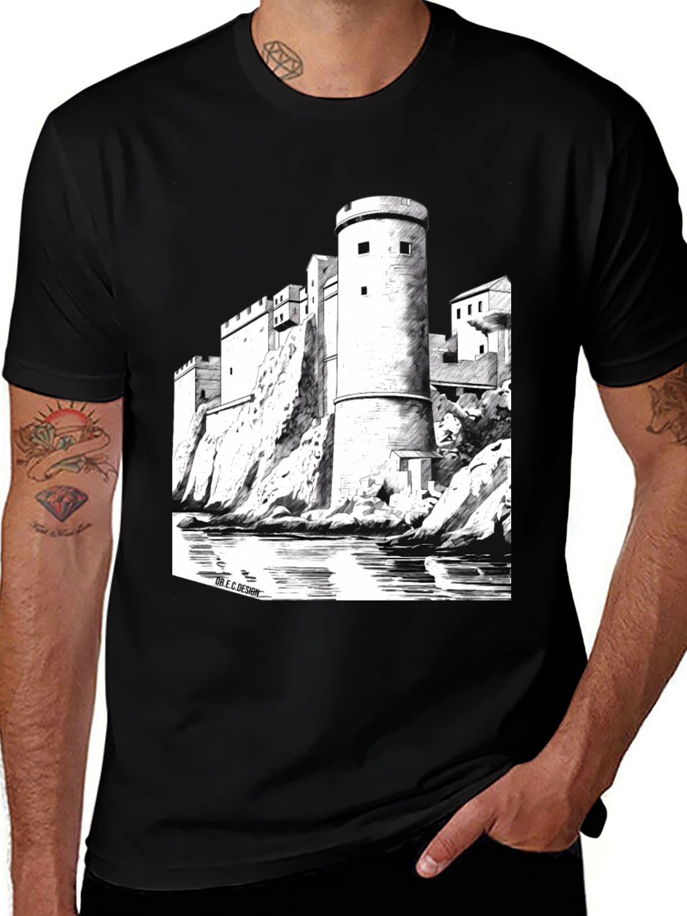 Castle Graphic Black T-Shirt | Unique Design Tee