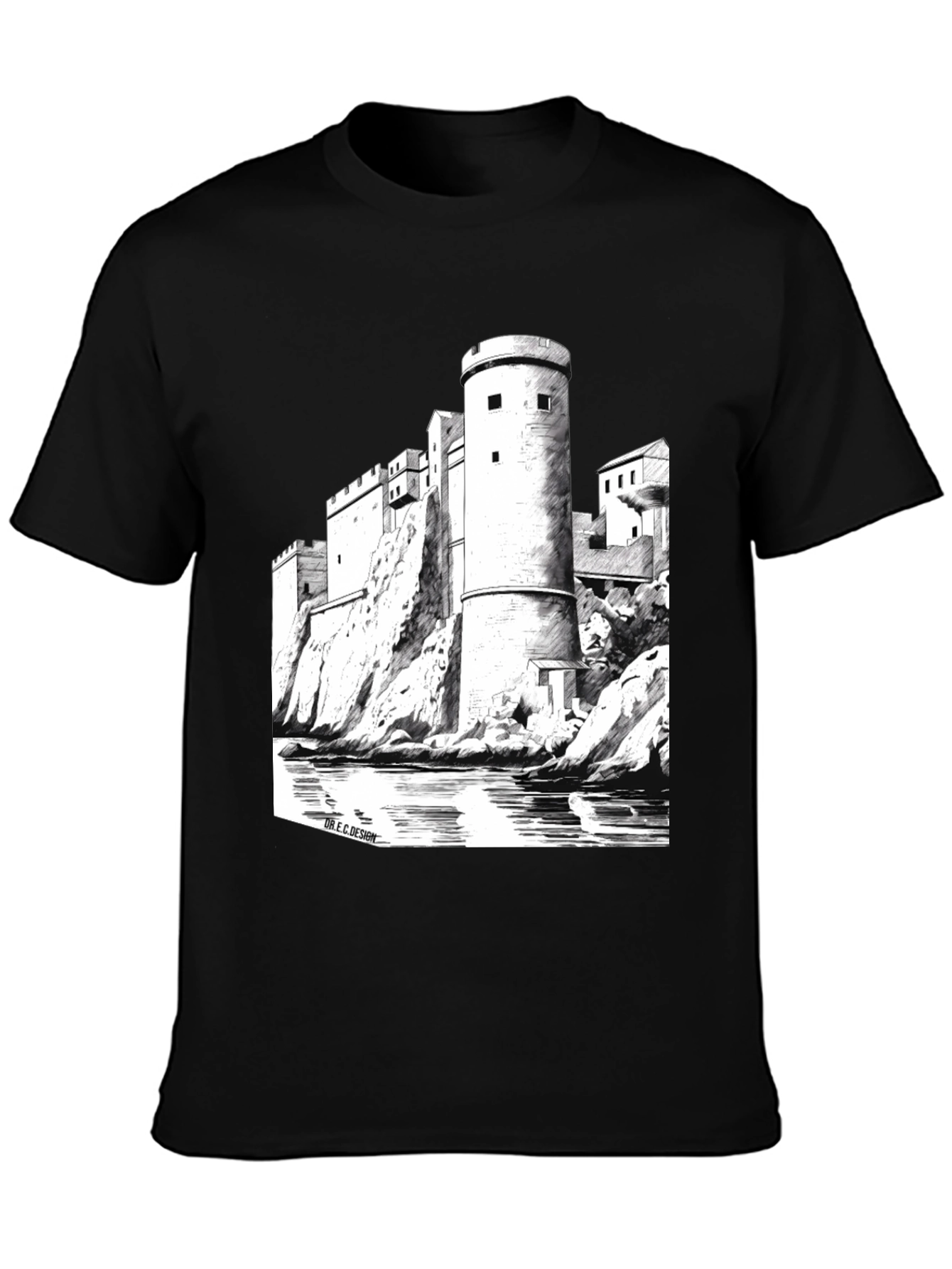 Castle Graphic Black T-Shirt | Unique Design Tee