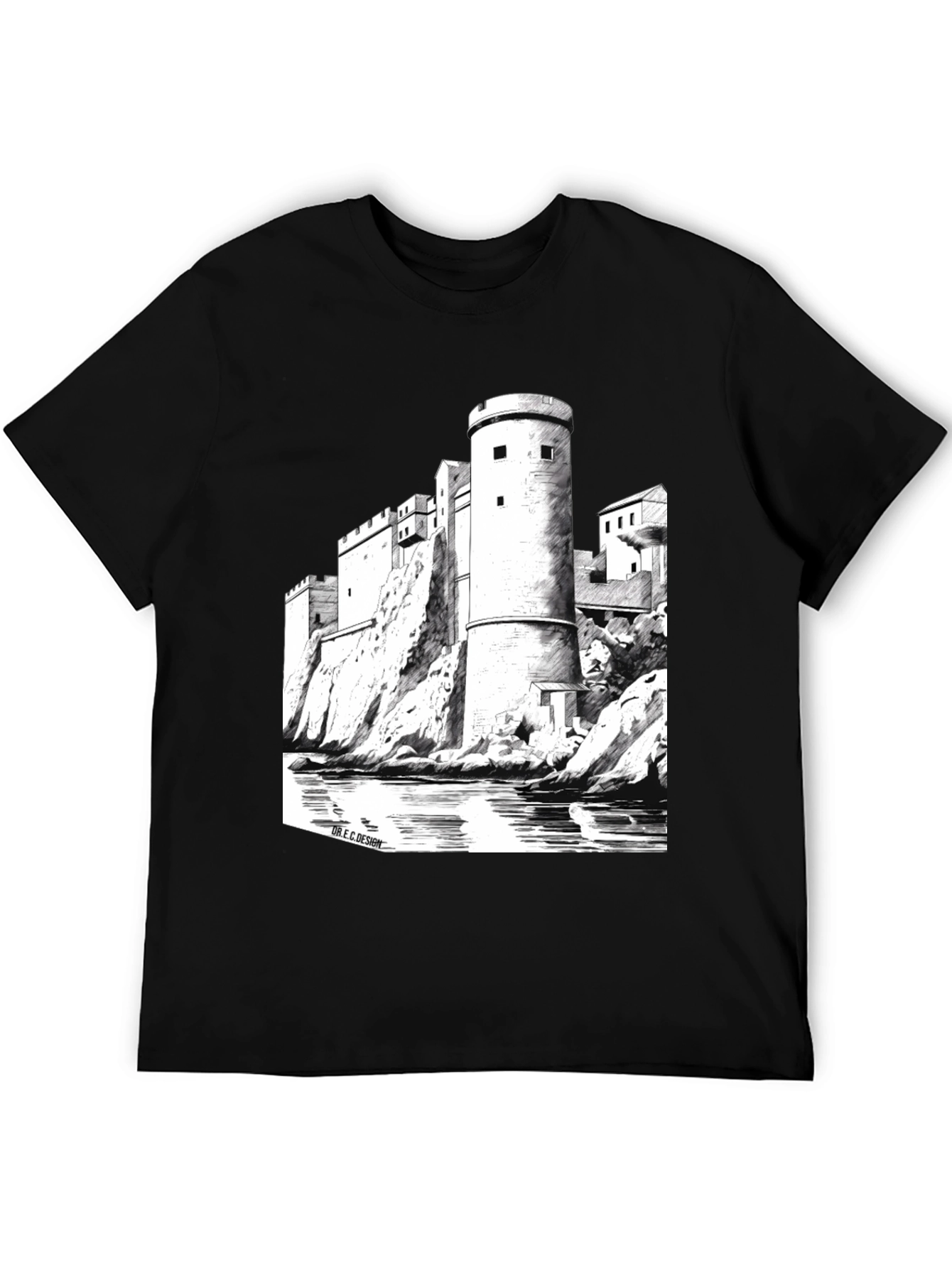Castle Graphic Black T-Shirt | Unique Design Tee