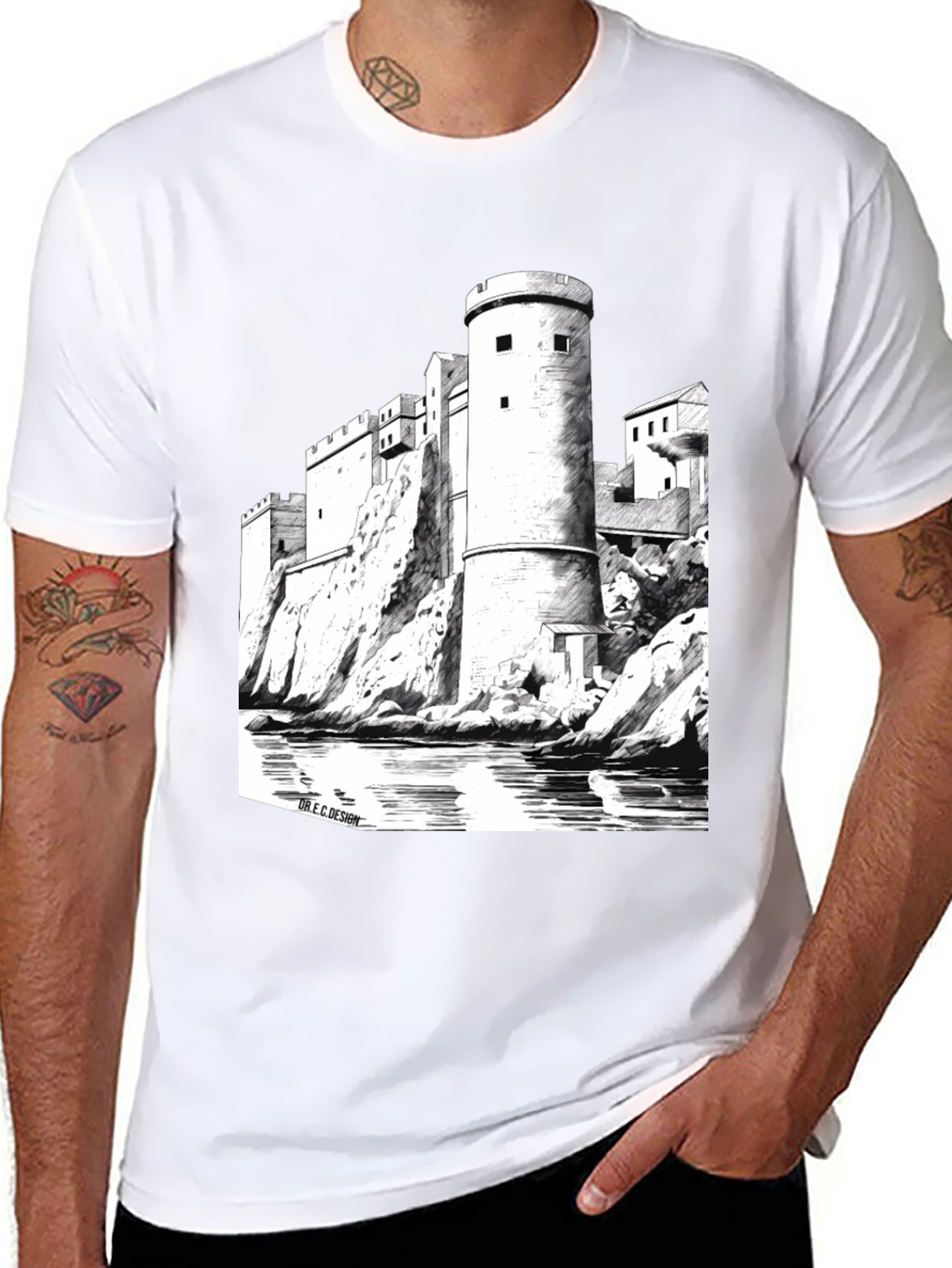 Castle Graphic Black T-Shirt | Unique Design Tee