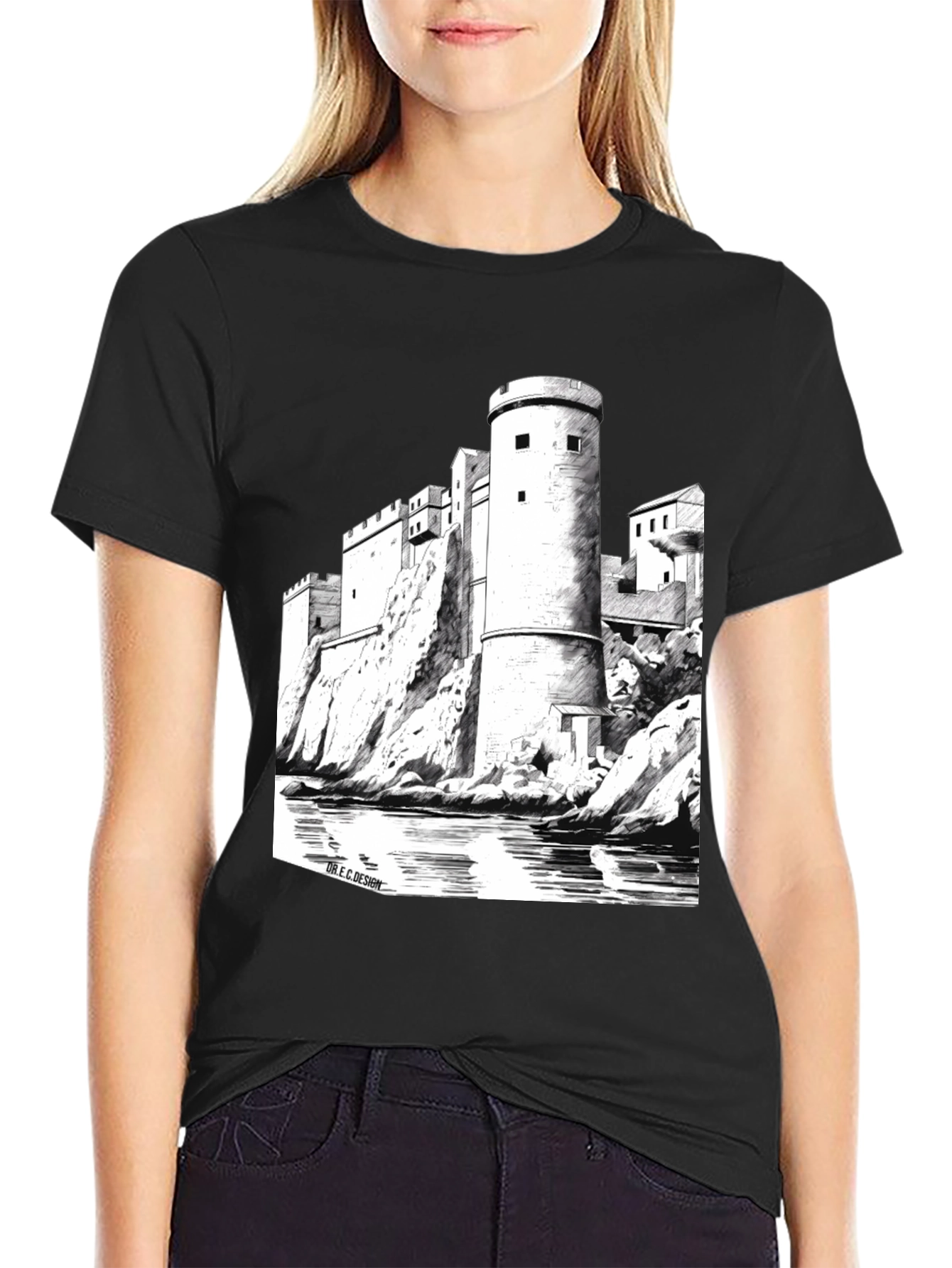Castle Graphic Black T-Shirt | Unique Design Tee