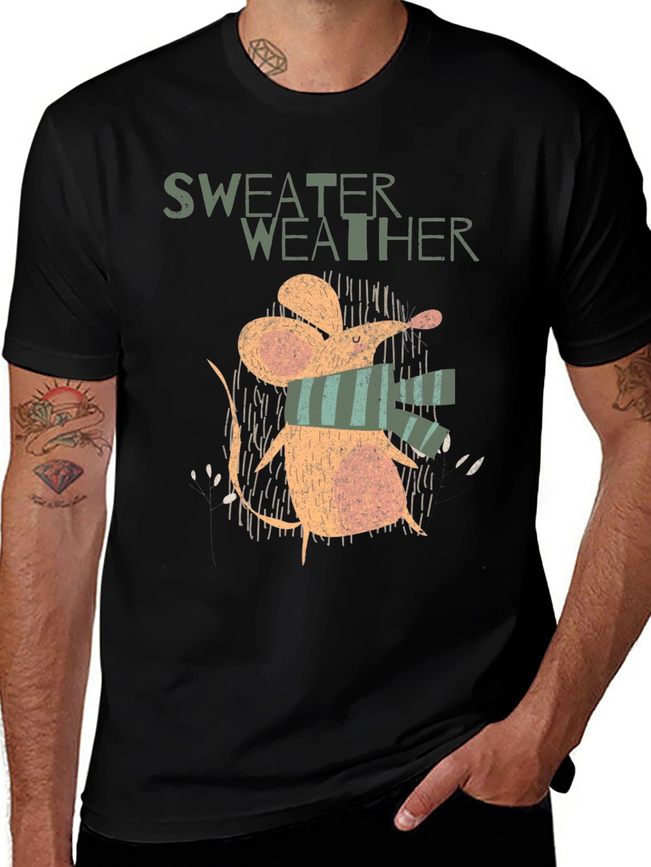 Sweater Weather Mouse Graphic Tee - Cozy Winter Shirt