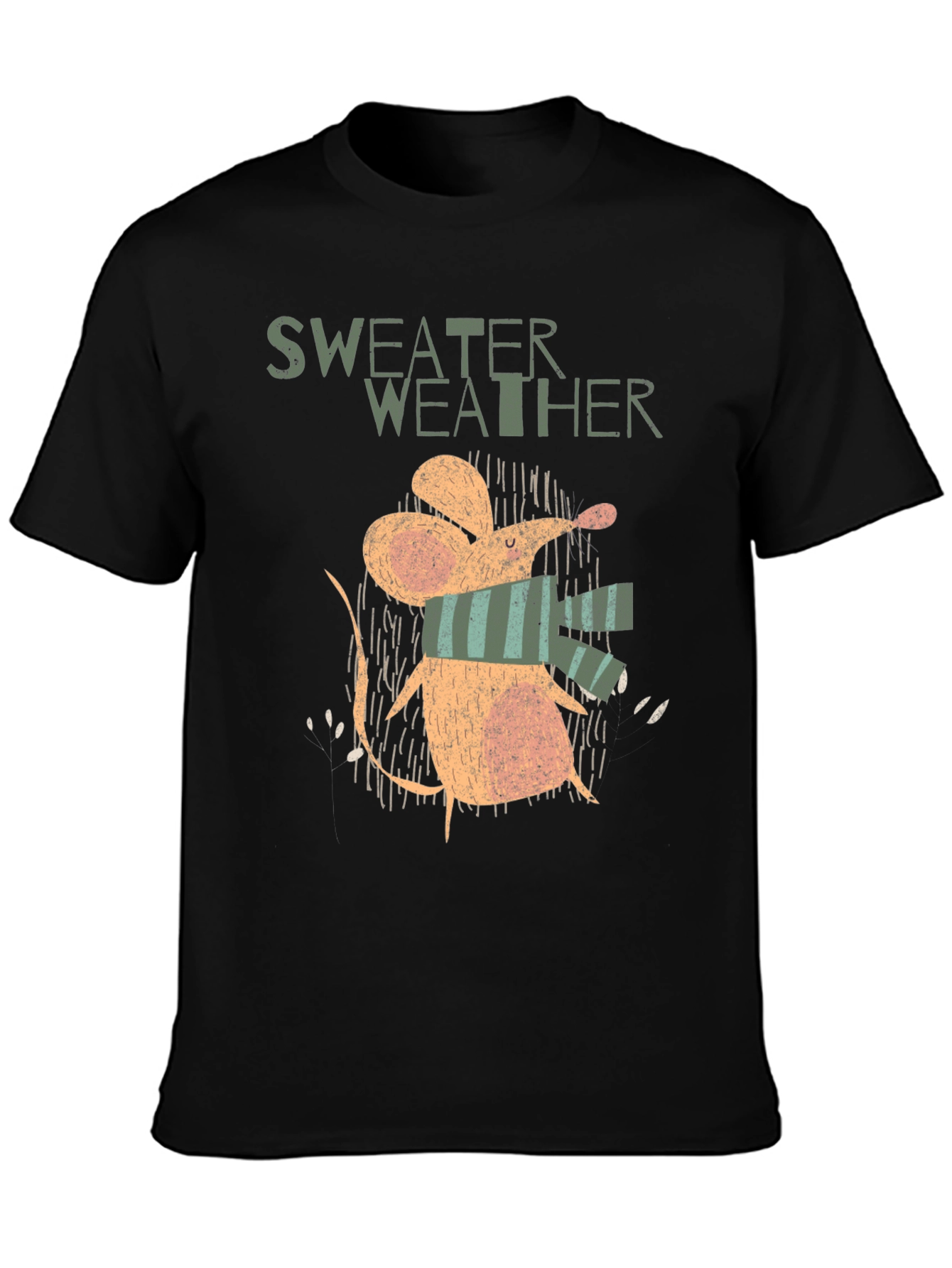 Sweater Weather Mouse Graphic Tee - Cozy Winter Shirt