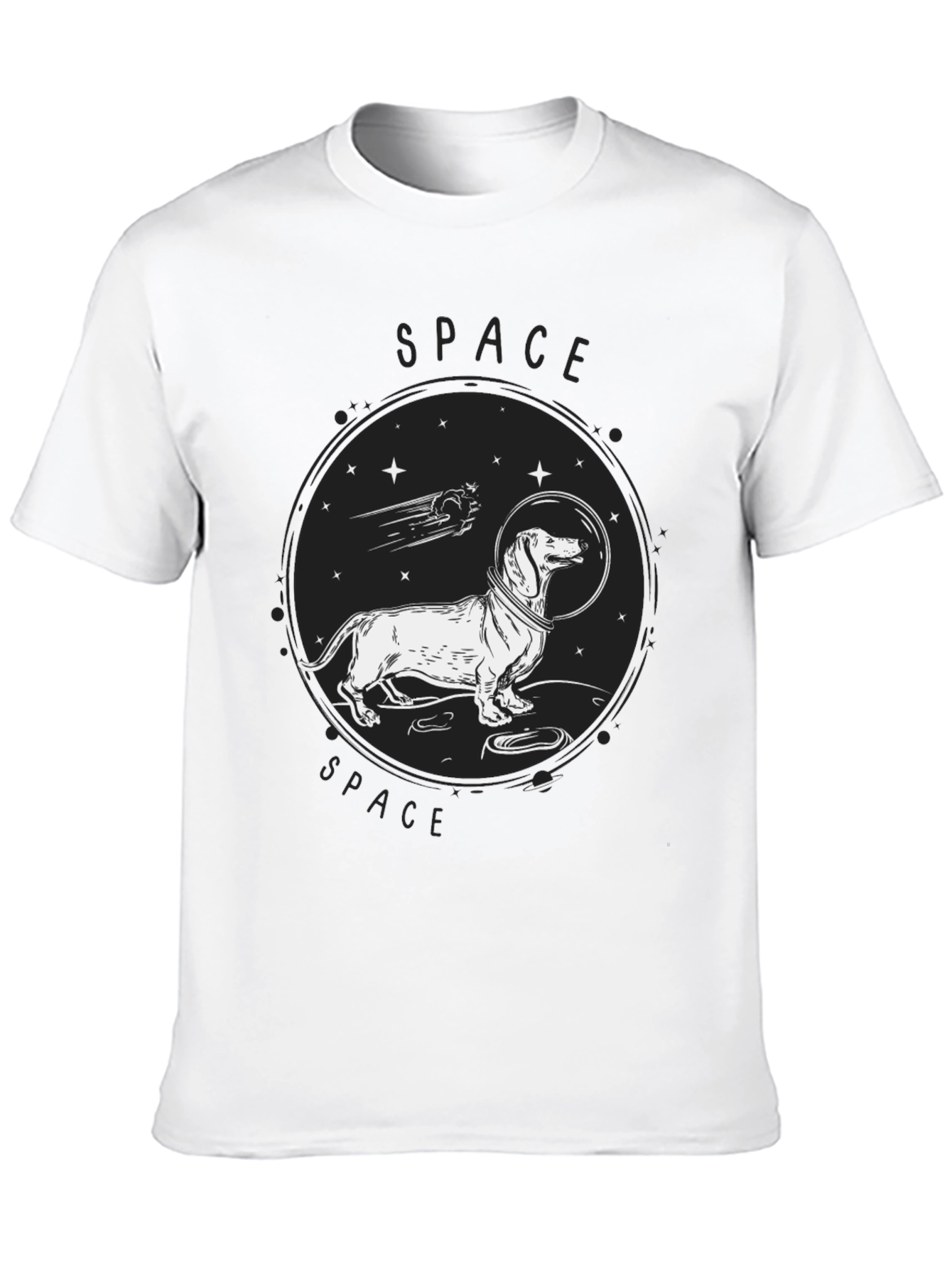 Dachshund Space Dog T-Shirt - Unisex Black Tee