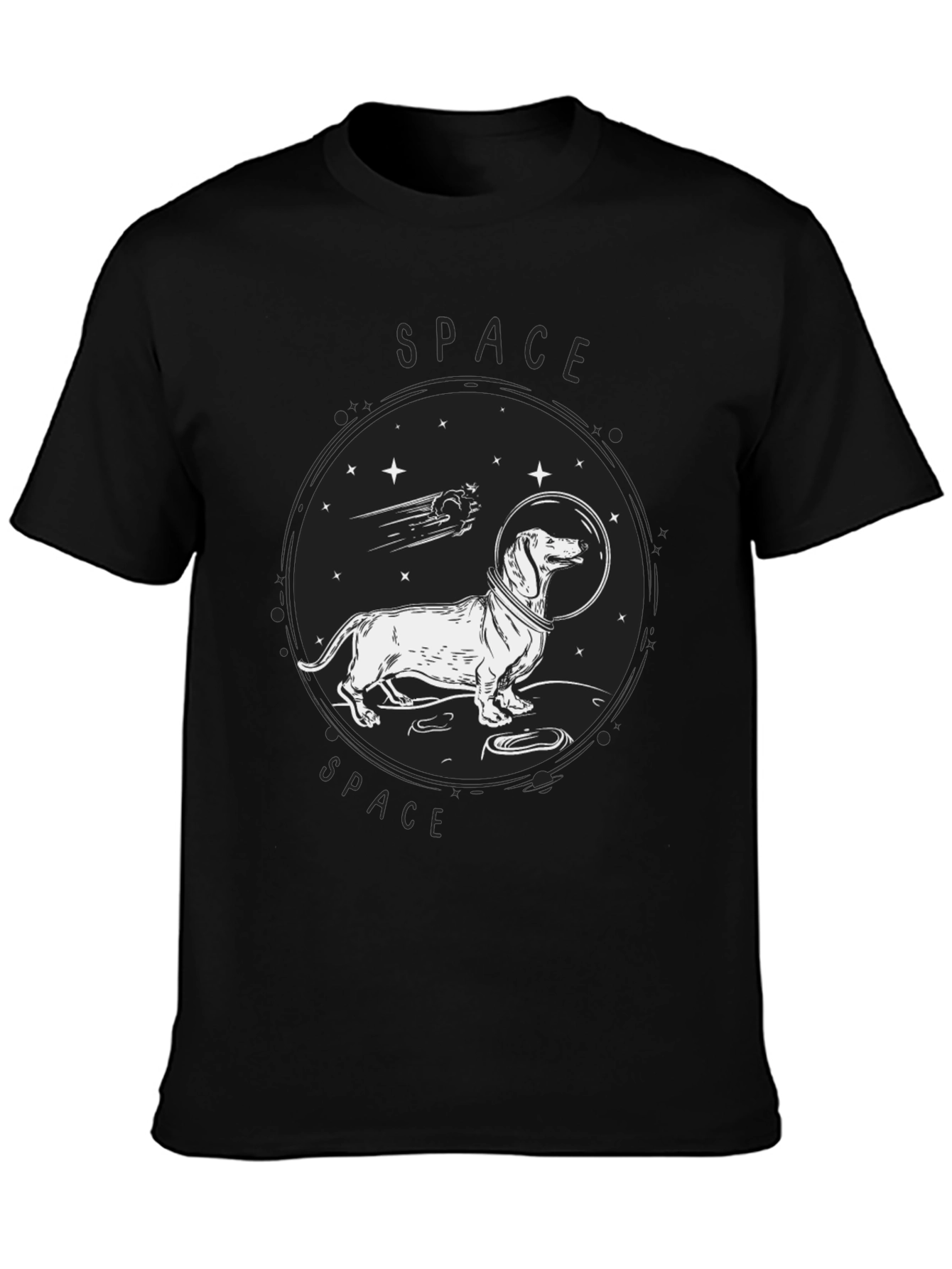 Dachshund Space Dog T-Shirt - Unisex Black Tee