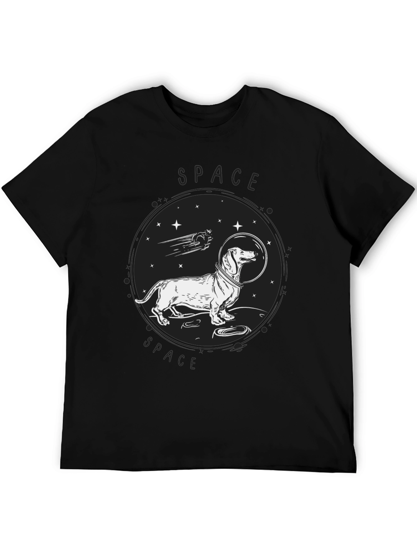Dachshund Space Dog T-Shirt - Unisex Black Tee