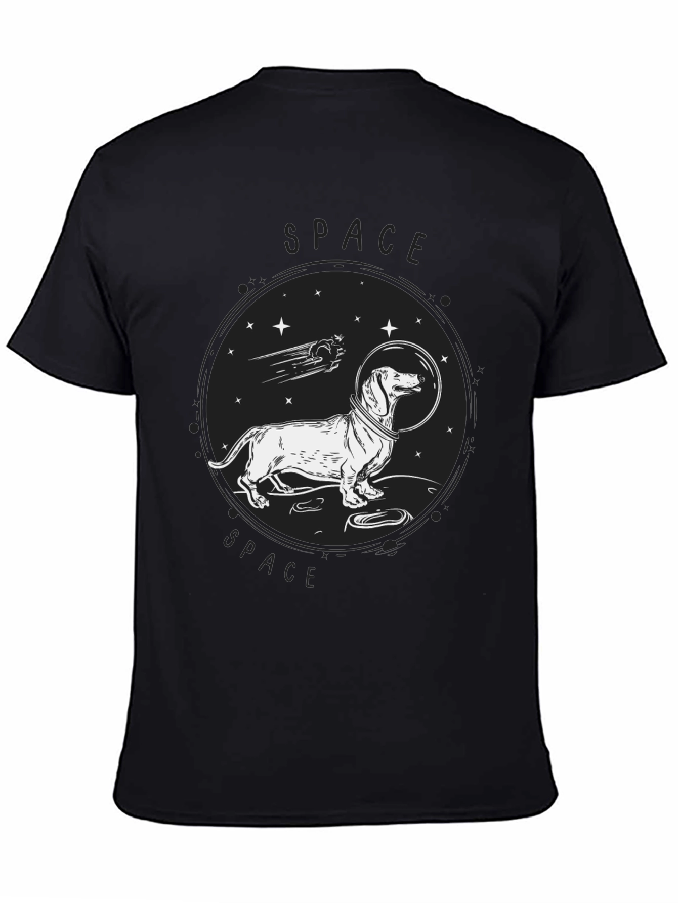 Dachshund Space Dog T-Shirt - Unisex Black Tee