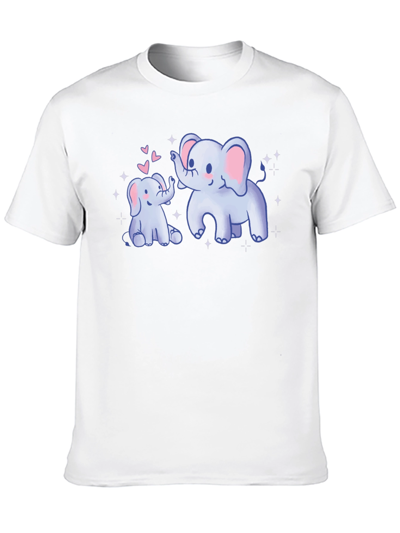 Cute Elephant Mom & Baby Black T-Shirt